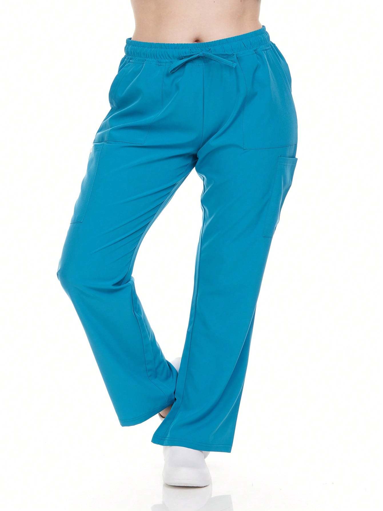 HEAL+WEAR Women's Straight-Leg Scrub Pants – 4 Pockets, Elastic Drawstring Waist, 4-Way Stretch, Wrinkle-Resistant Medical Uniform Bottoms DDP003