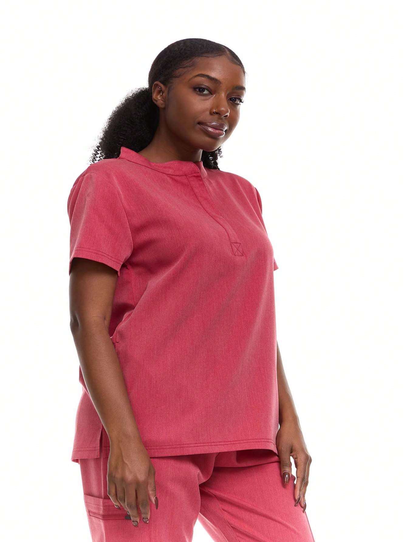 HEAL+WEAR Women's Stretch Mandarin Collar Scrub Top – Lightweight, Soft Touch, Moisture-Wicking, Multiple Colors ET2001