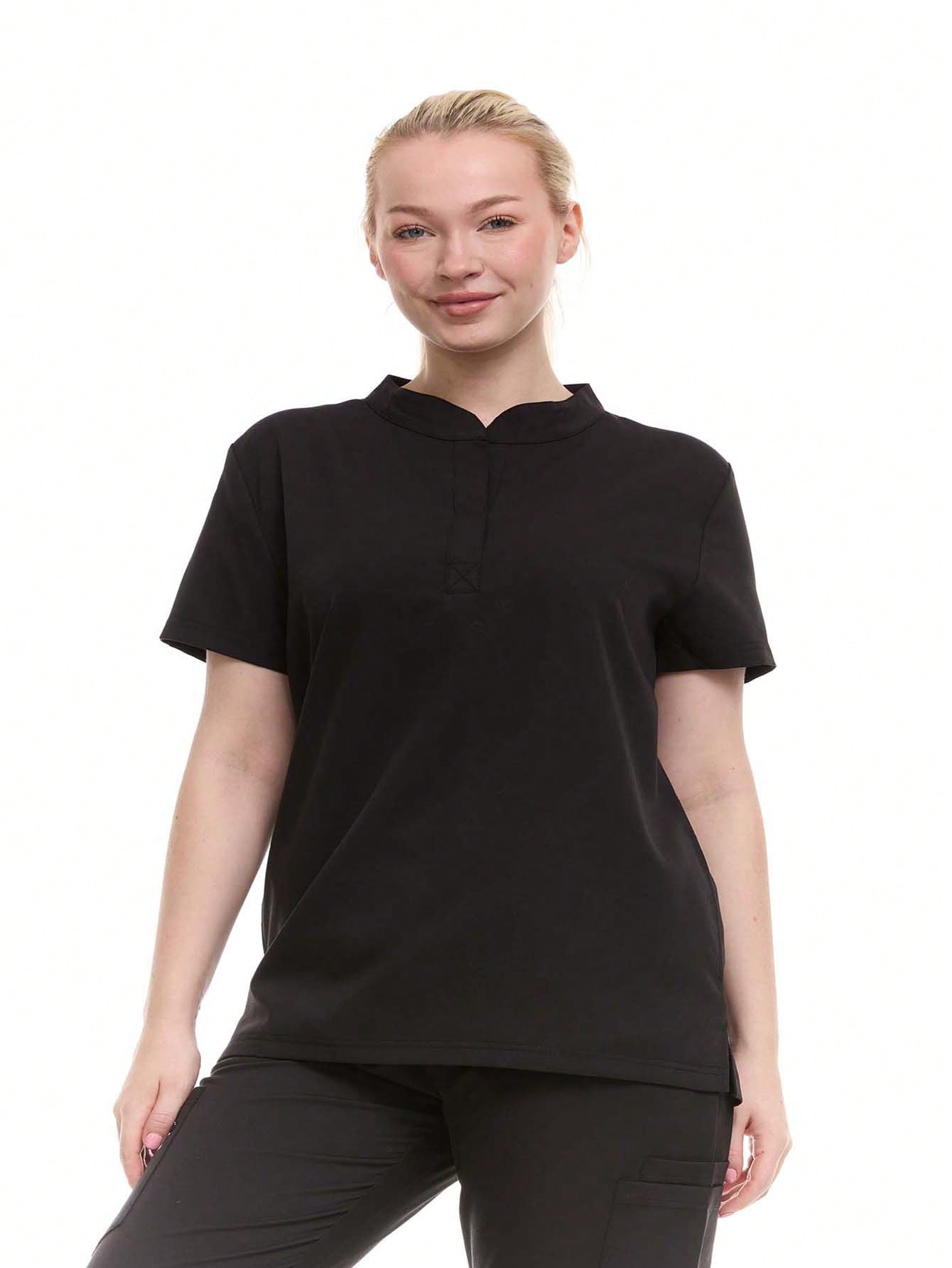 HEAL+WEAR Women's Stretch Mandarin Collar Scrub Top – Lightweight, Soft Touch, Moisture-Wicking, Multiple Colors ET2001