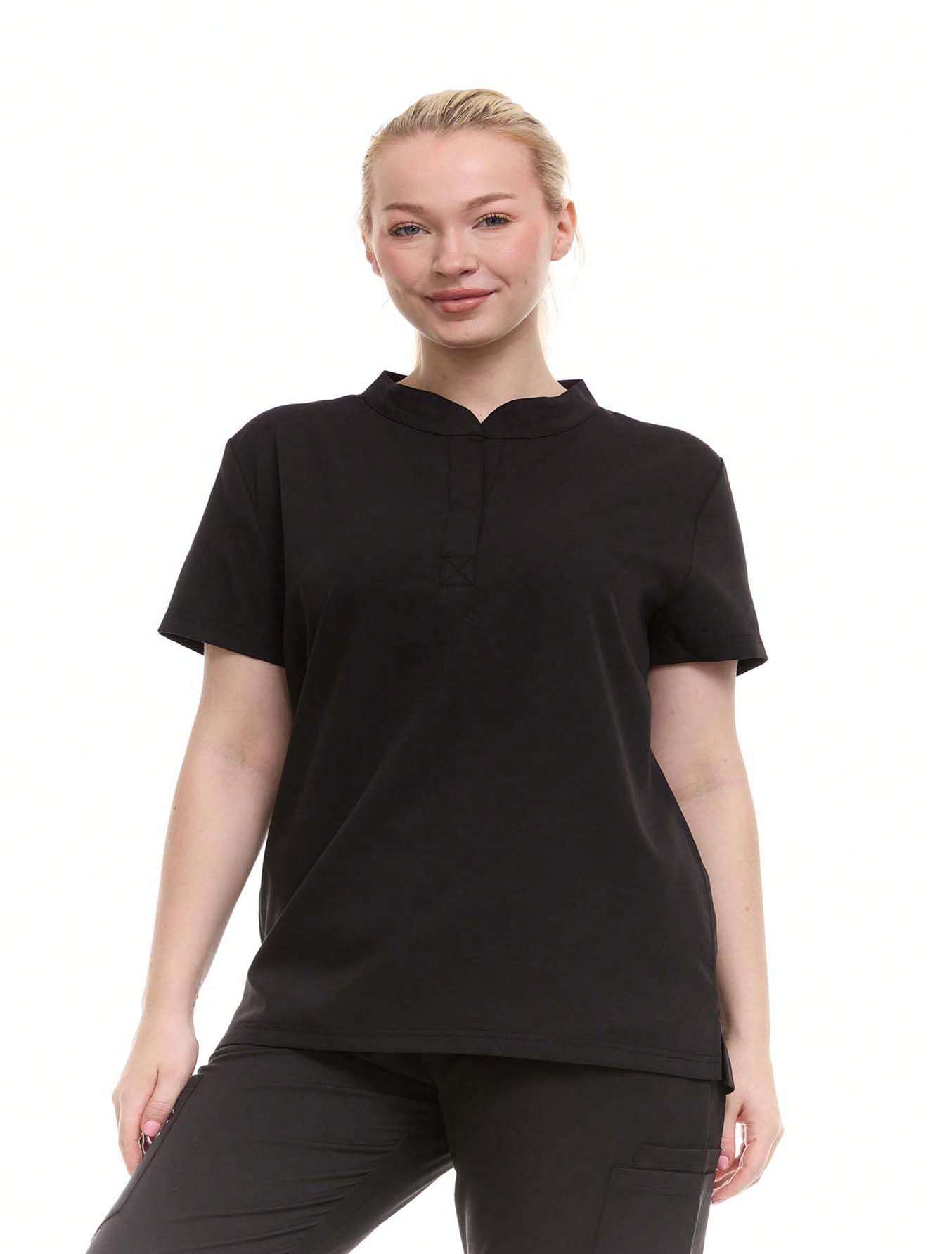 HEAL+WEAR Women's Stretch Mandarin Collar Scrub Top – Lightweight, Soft Touch, Moisture-Wicking, Multiple Colors ET2001