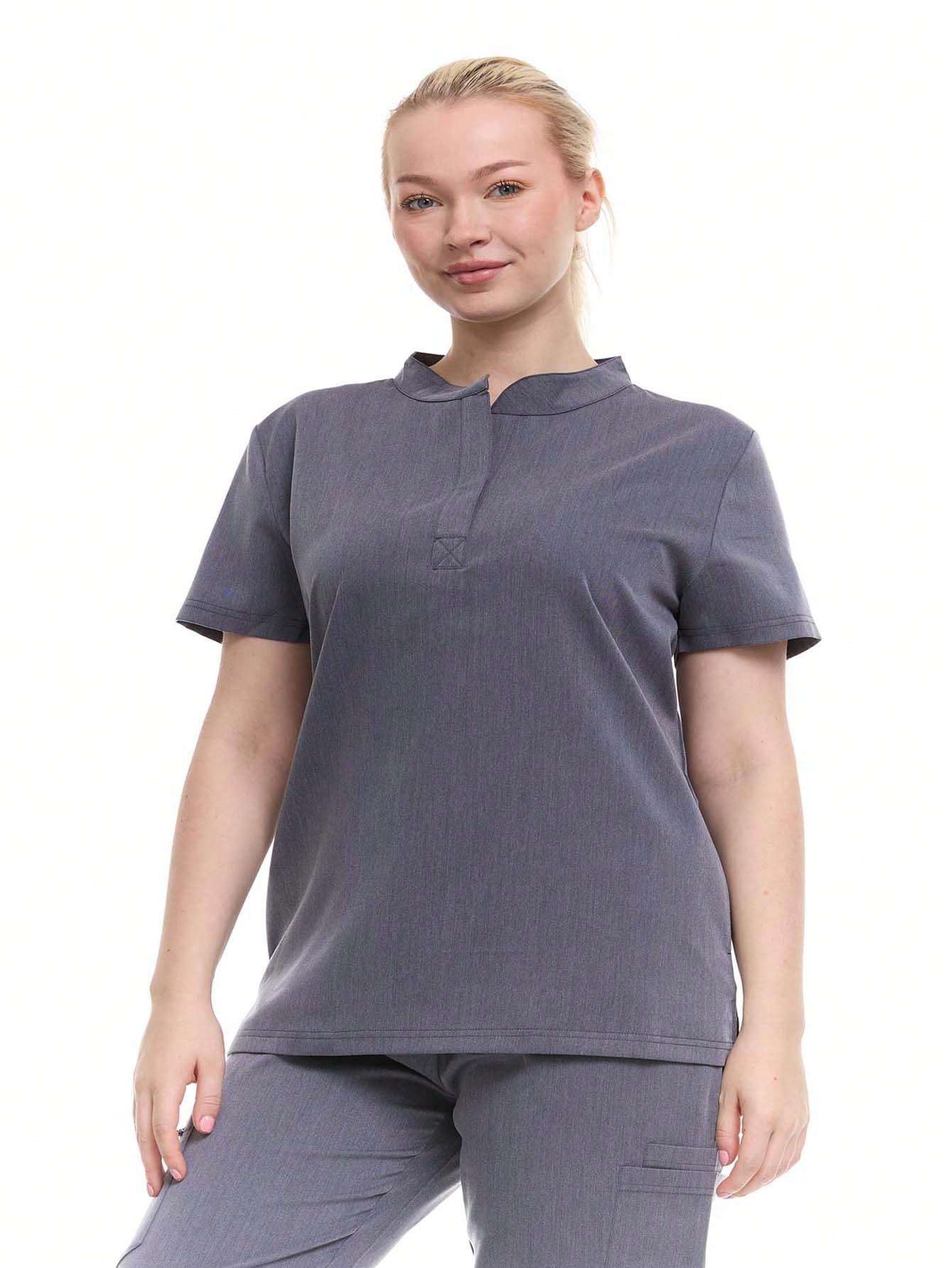 HEAL+WEAR Women's Stretch Mandarin Collar Scrub Top – Lightweight, Soft Touch, Moisture-Wicking, Multiple Colors ET2001