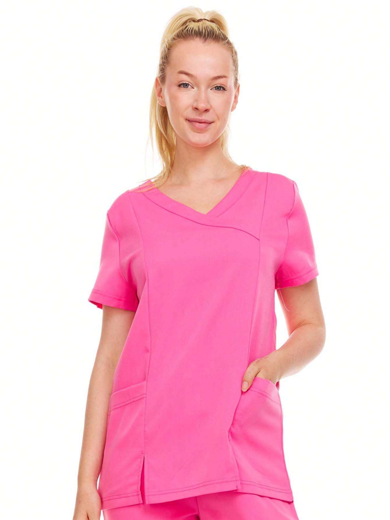 HEAL+WEAR Women's V-Neck Scrub Top – Tailored Fit, Stretch Fabric, Moisture-Wicking – Multiple Colors Available ET2003