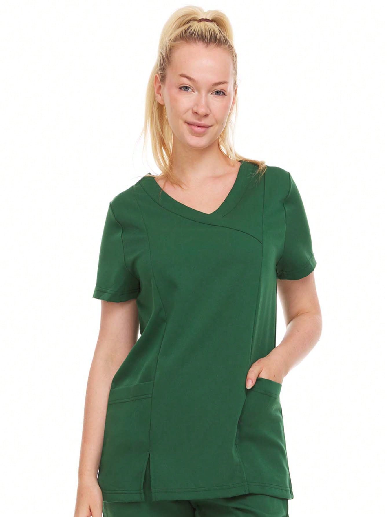 HEAL+WEAR Women's V-Neck Scrub Top – Tailored Fit, Stretch Fabric, Moisture-Wicking – Multiple Colors Available ET2003