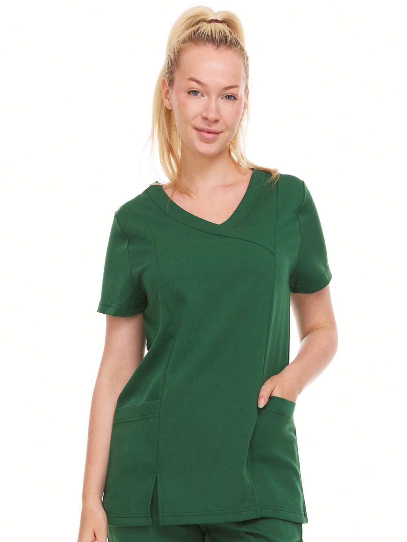 HEAL+WEAR Women's V-Neck Scrub Top – Tailored Fit, Stretch Fabric, Moisture-Wicking – Multiple Colors Available ET2003