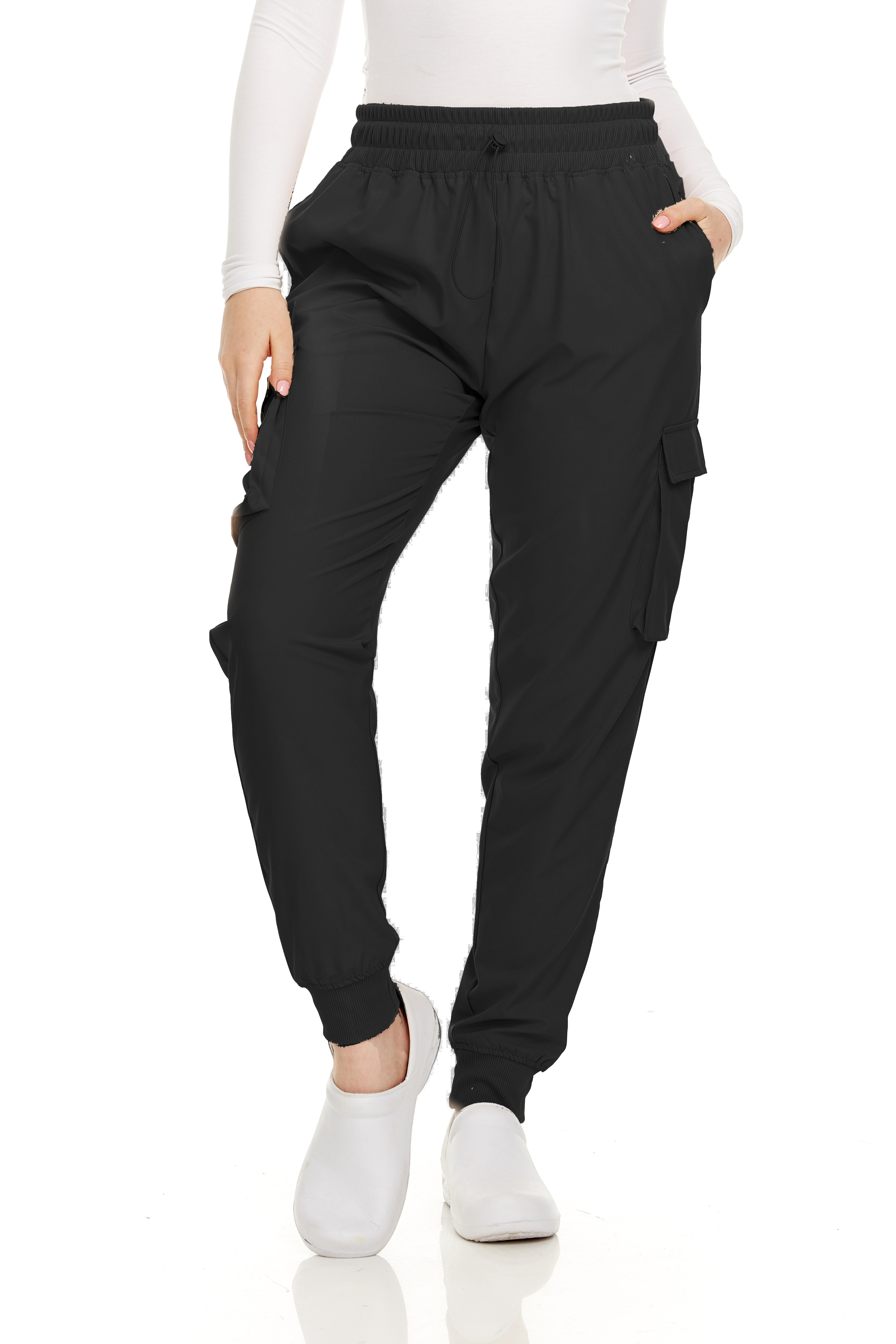 HEAL+WEAR Women's Cargo Scrub Jogger Pants – 4-Way Stretch, Elastic Waist, Multiple Utility Pockets, Wrinkle-Resistant, Workwear for Nurses & Healthcare Professionals DDP009