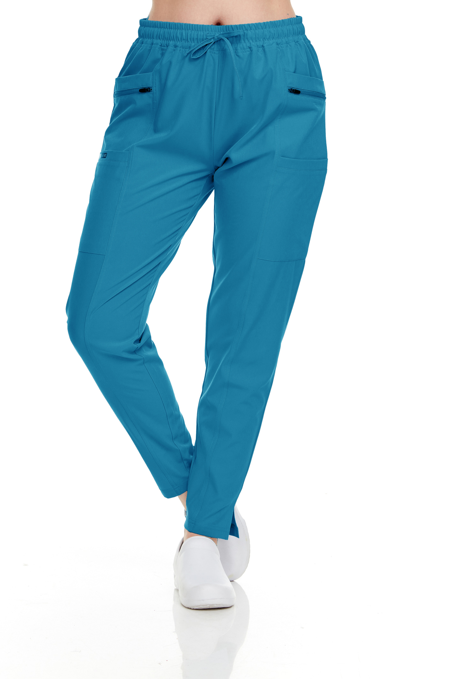 HEAL+WEAR Women's Medical Scrub Pants – Slim Fit Straight-Leg Design with Multiple Functional Zipper Pockets, Drawstring Waist, 4-Way Stretch, Wrinkle-Resistant – Ideal for Work & Healthcare Uniforms DDP017