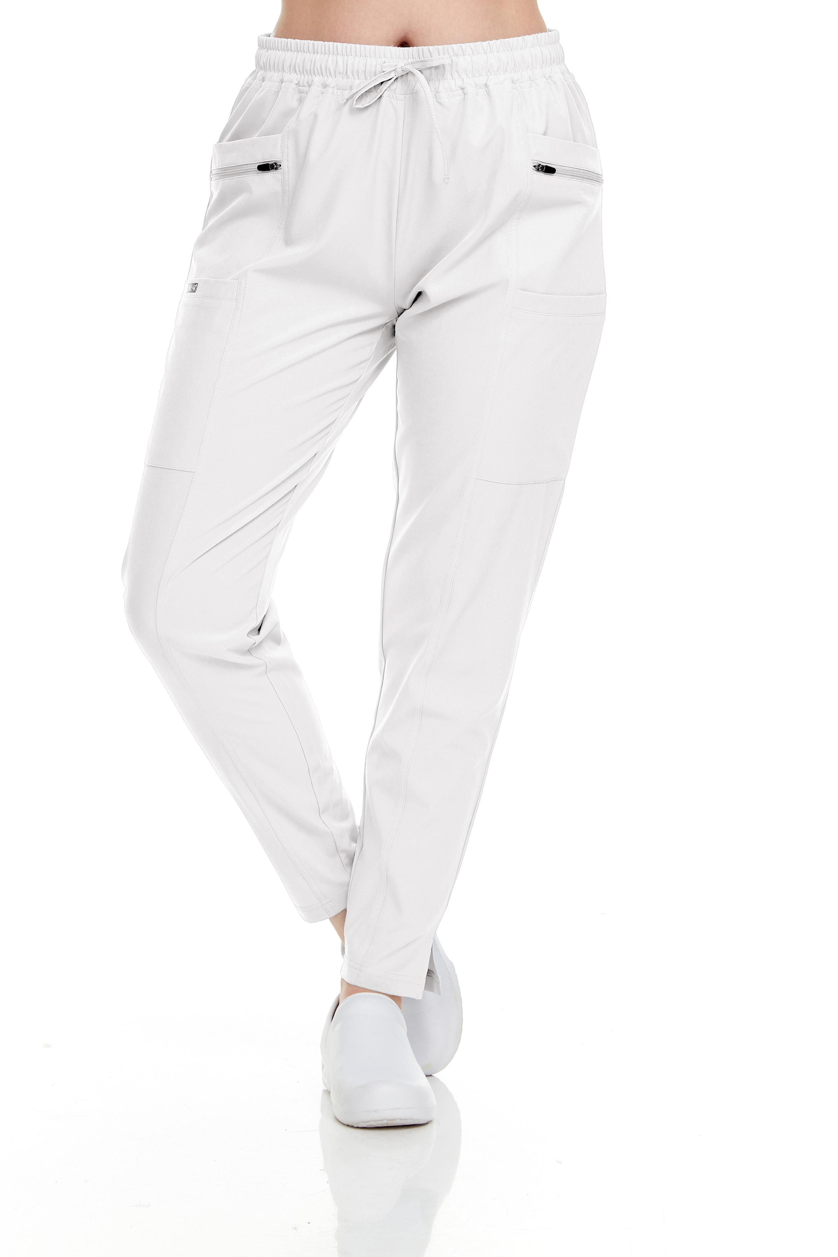 HEAL+WEAR Women's Medical Scrub Pants – Slim Fit Straight-Leg Design with Multiple Functional Zipper Pockets, Drawstring Waist, 4-Way Stretch, Wrinkle-Resistant – Ideal for Work & Healthcare Uniforms DDP017