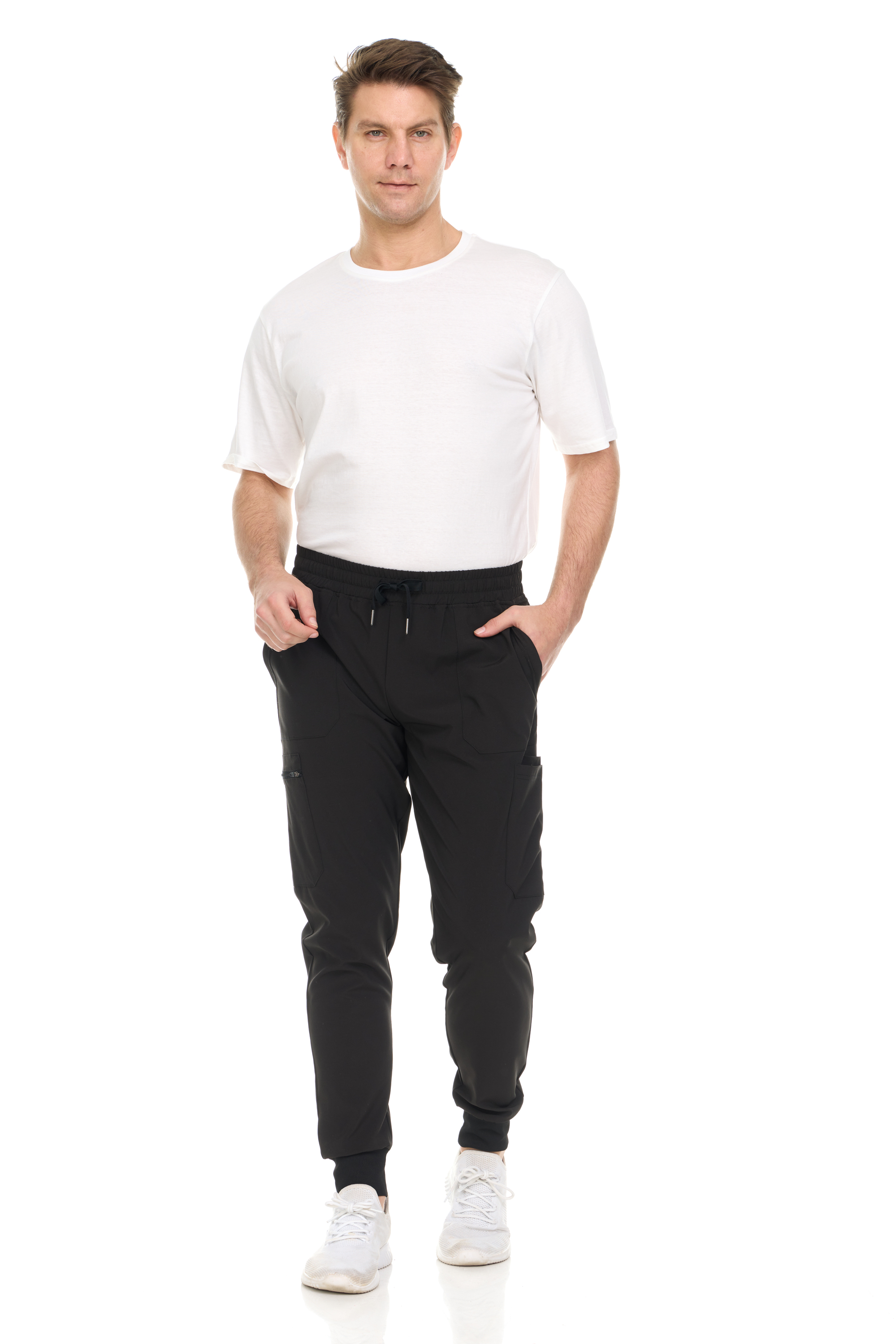 Men's Jogger Scrub Pants- Adjustable Drawstring Waistband, Multi-Functional Pockets, Slim-Fit Design