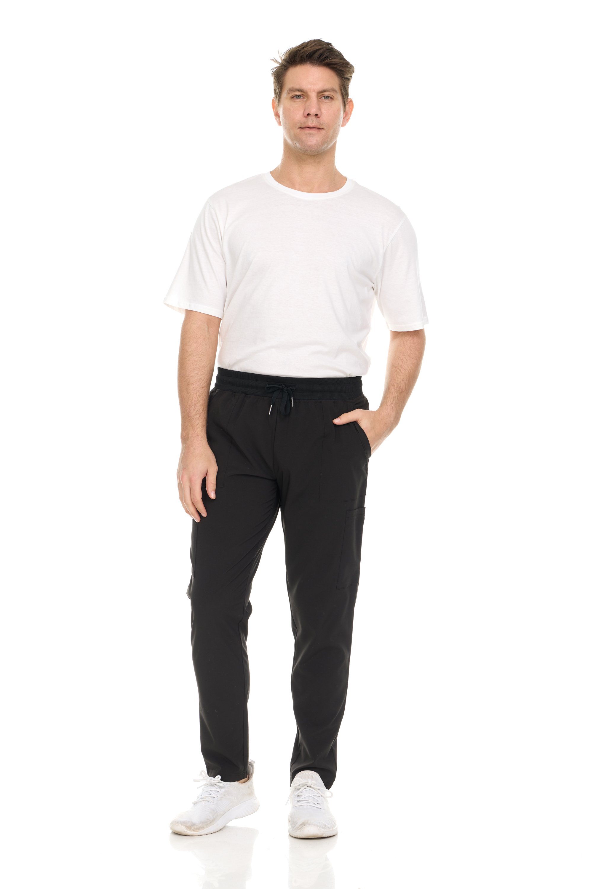 Men's Scrub Pants, Regular Fit Ankle-Length Trousers, Men's Professional Workwear