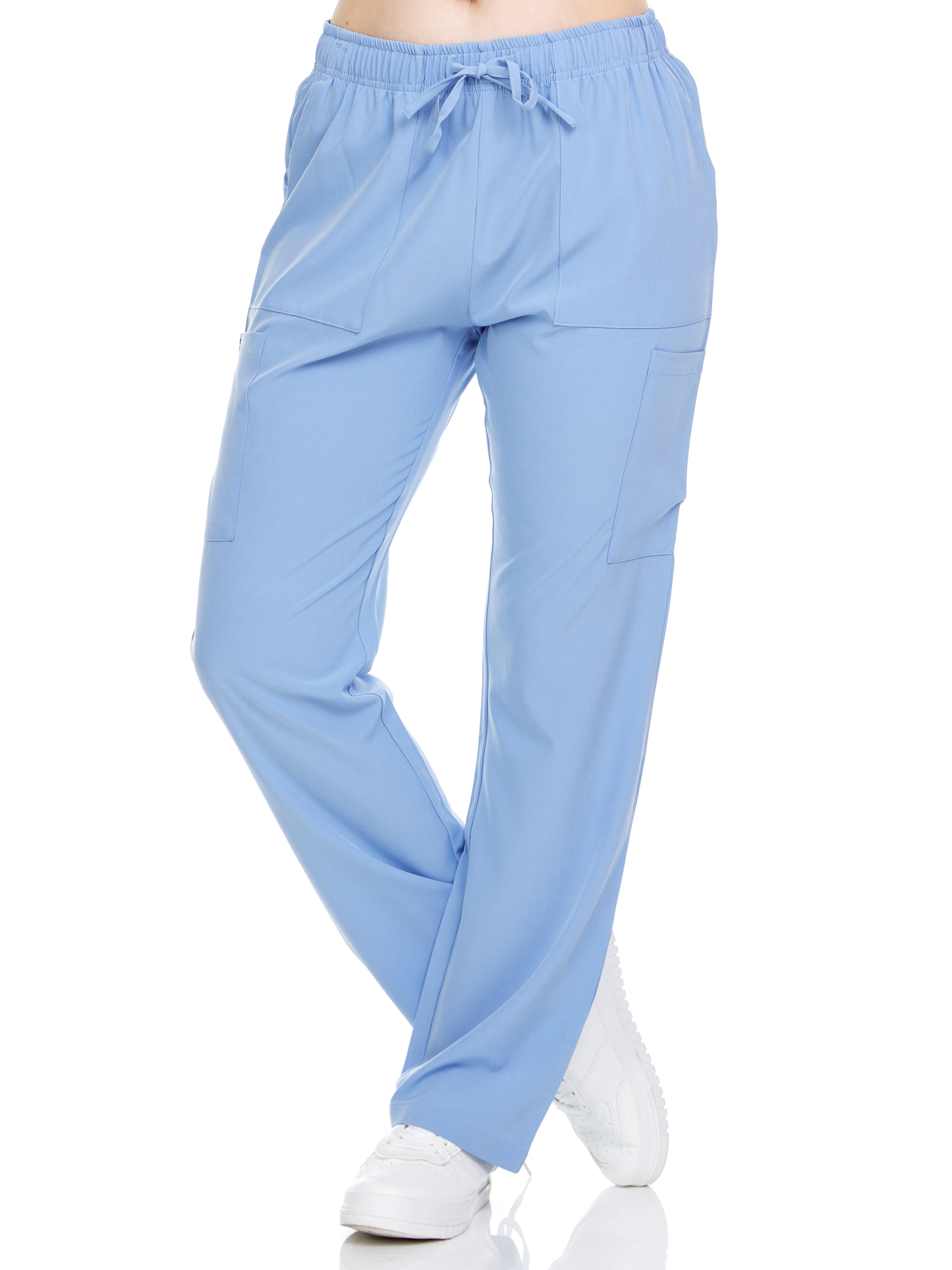 HEAL+WEAR Women's Straight-Leg Scrub Pants – 4 Pockets, Elastic Drawstring Waist, 4-Way Stretch, Wrinkle-Resistant Medical Uniform Bottoms DDP003