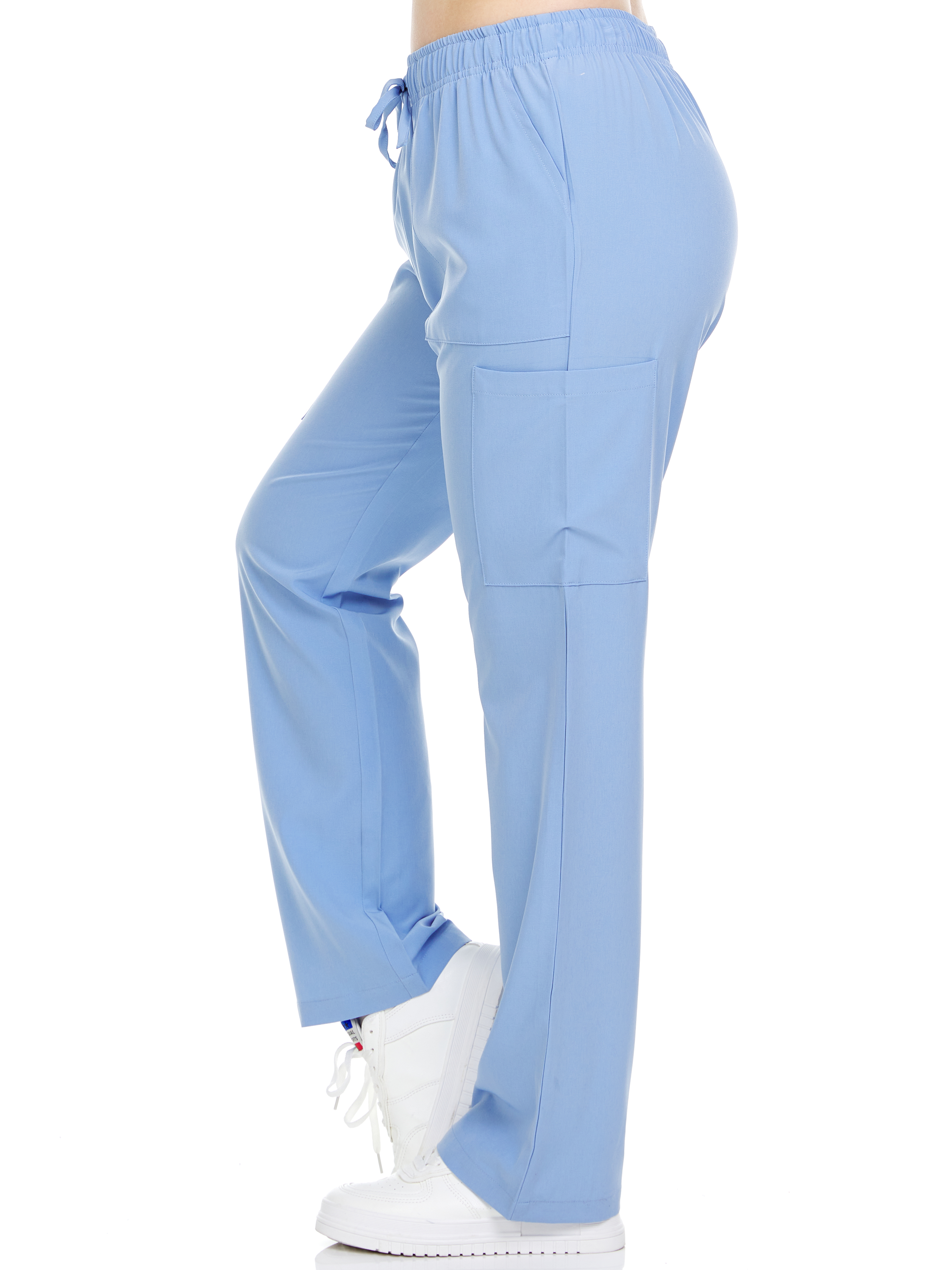 HEAL+WEAR Women's Straight-Leg Scrub Pants – 4 Pockets, Elastic Drawstring Waist, 4-Way Stretch, Wrinkle-Resistant Medical Uniform Bottoms DDP003