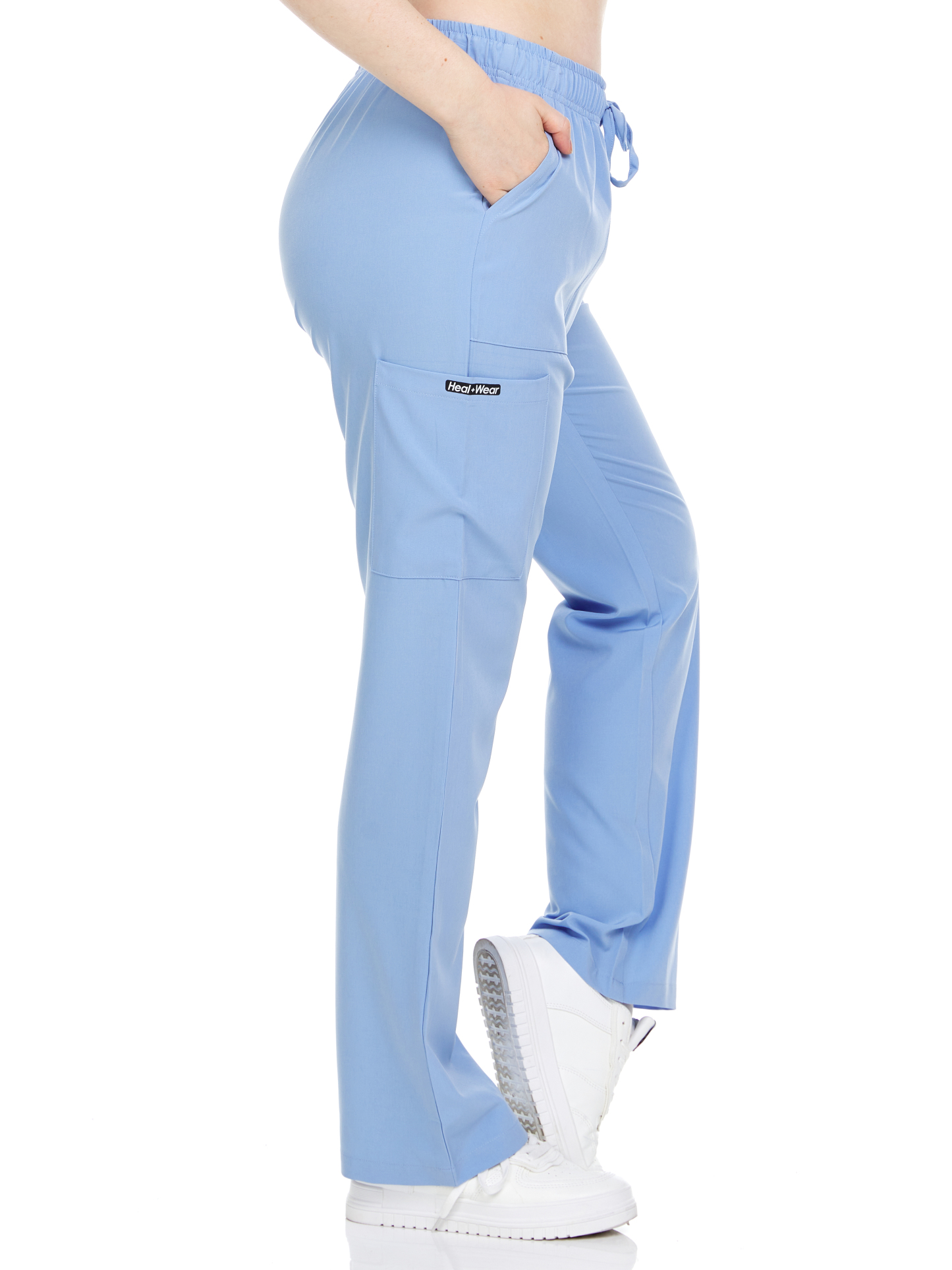 HEAL+WEAR Women's Straight-Leg Scrub Pants – 4 Pockets, Elastic Drawstring Waist, 4-Way Stretch, Wrinkle-Resistant Medical Uniform Bottoms DDP003