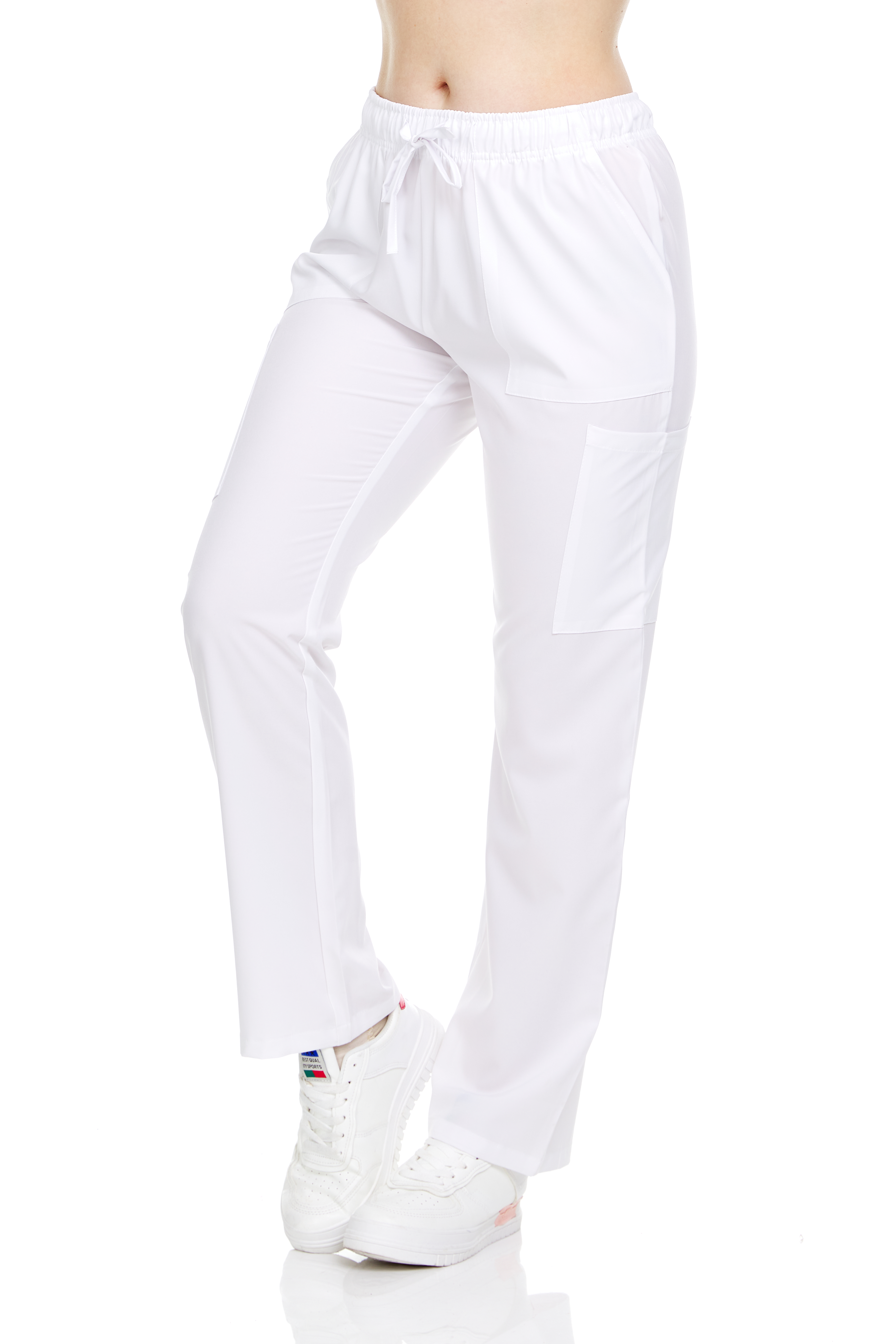 HEAL+WEAR Women's Straight-Leg Scrub Pants – 4 Pockets, Elastic Drawstring Waist, 4-Way Stretch, Wrinkle-Resistant Medical Uniform Bottoms DDP003