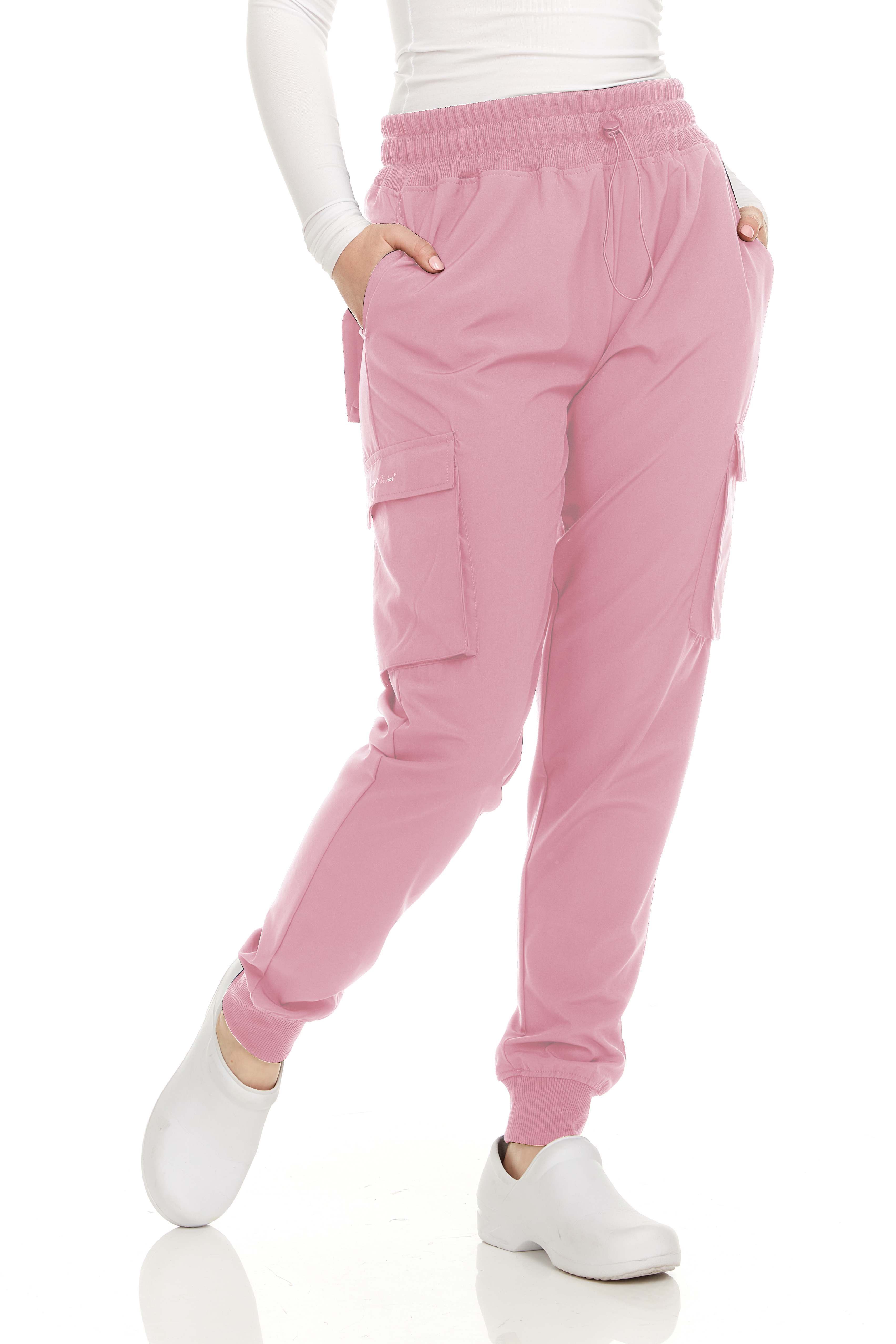 HEAL+WEAR Women's Cargo Scrub Jogger Pants – 4-Way Stretch, Elastic Waist, Multiple Utility Pockets, Wrinkle-Resistant, Workwear for Nurses & Healthcare Professionals DDP009