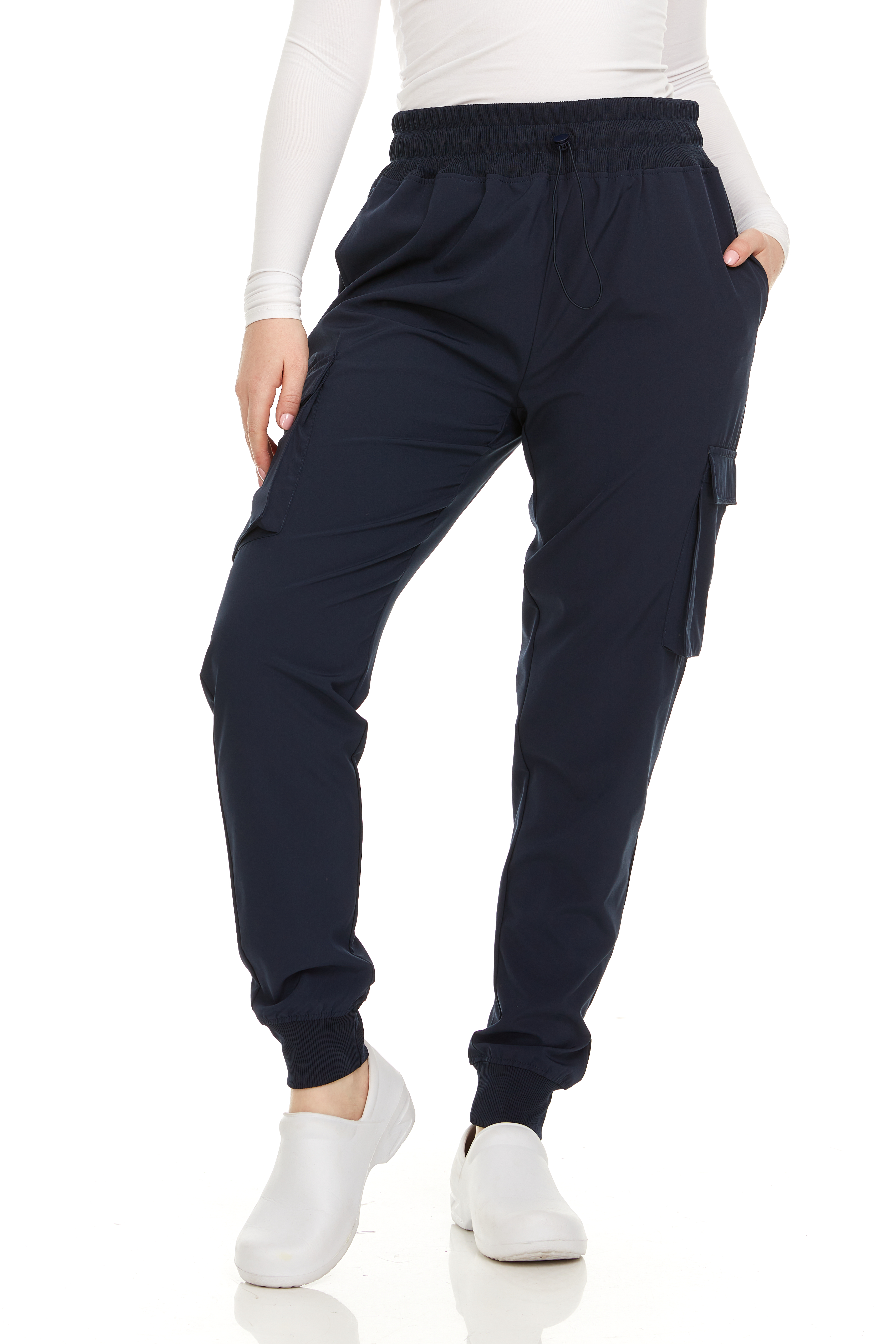 HEAL+WEAR Women's Cargo Scrub Jogger Pants – 4-Way Stretch, Elastic Waist, Multiple Utility Pockets, Wrinkle-Resistant, Workwear for Nurses & Healthcare Professionals DDP009