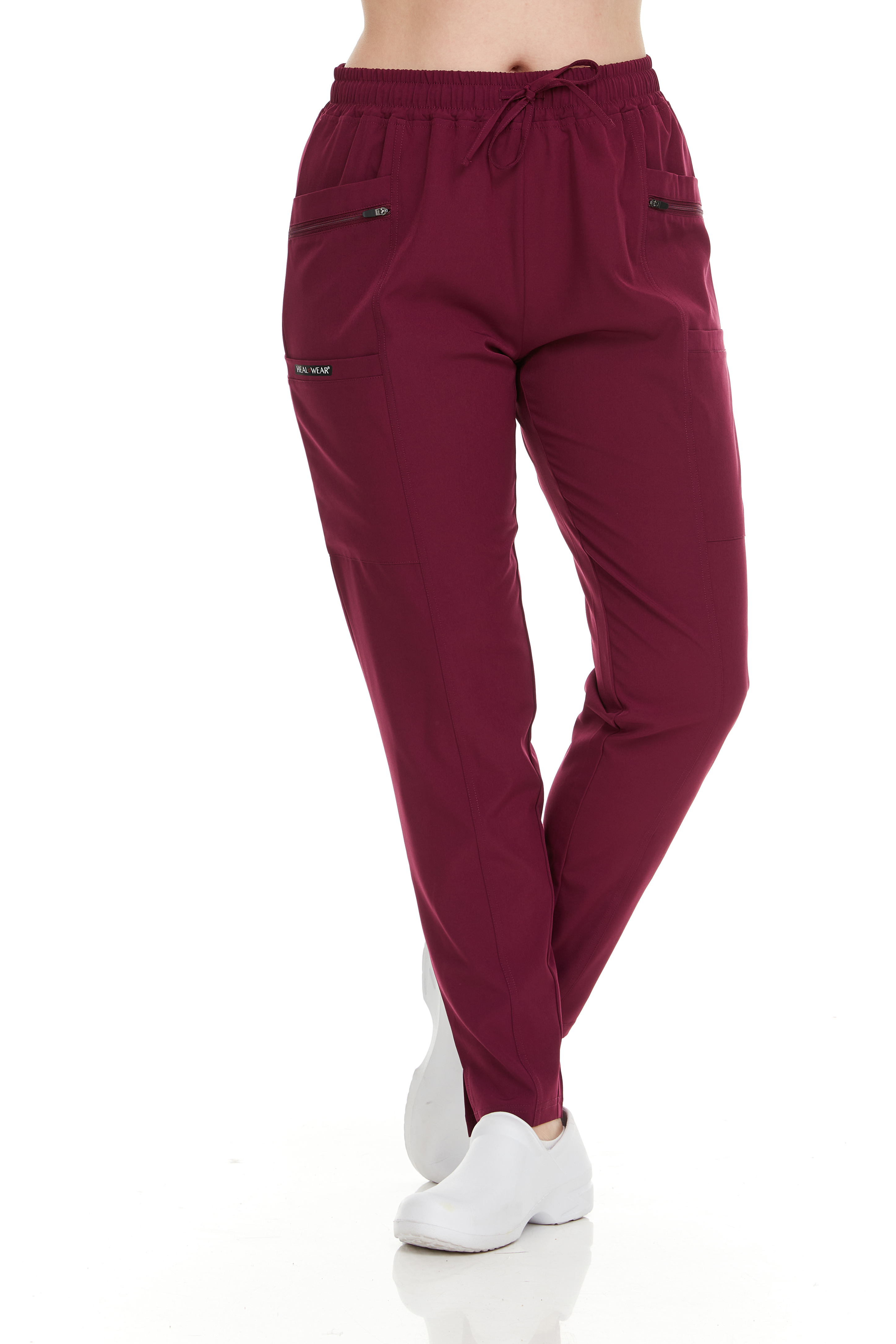 HEAL+WEAR Women's Medical Scrub Pants – Slim Fit Straight-Leg Design with Multiple Functional Zipper Pockets, Drawstring Waist, 4-Way Stretch, Wrinkle-Resistant – Ideal for Work & Healthcare Uniforms DDP017