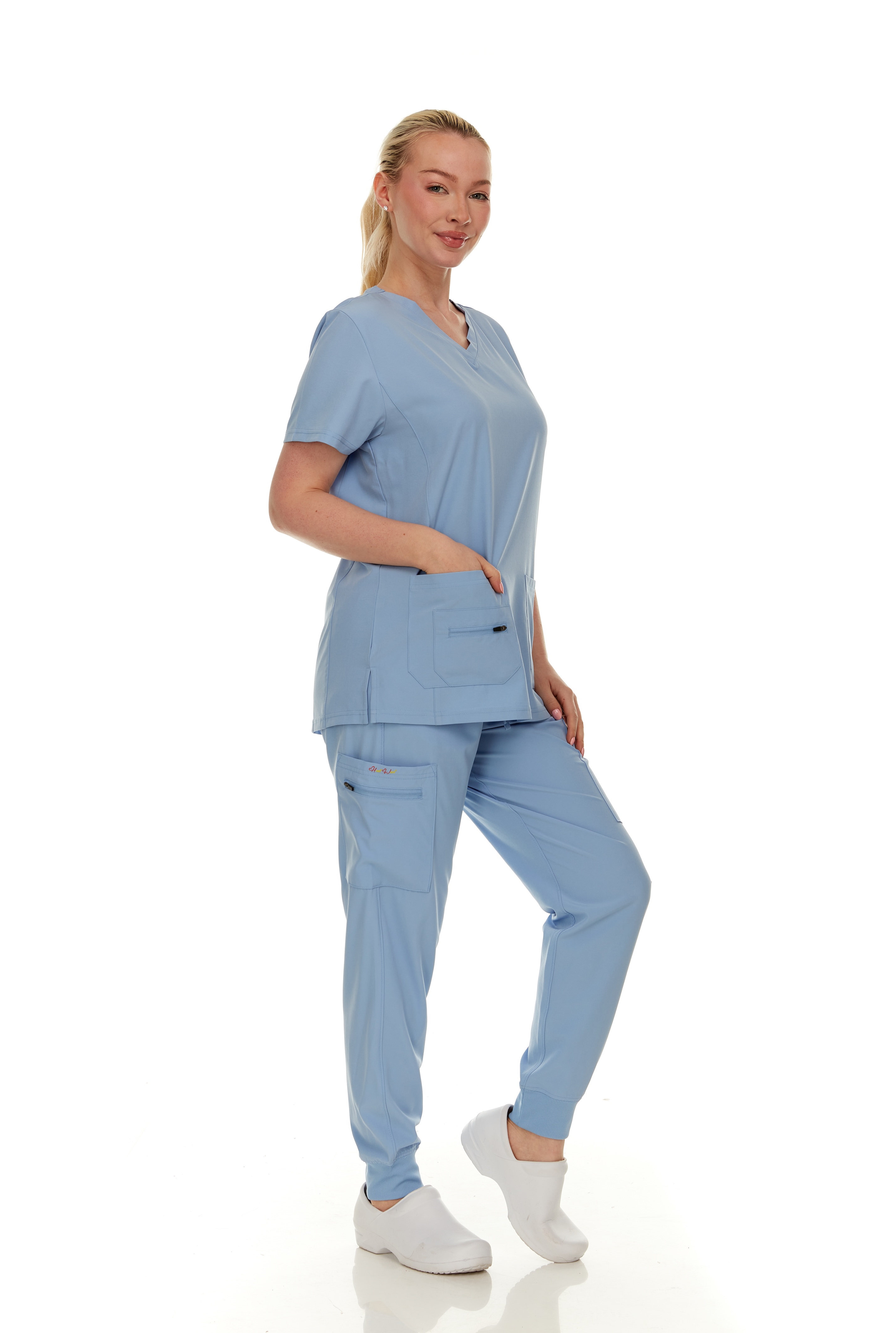 Scrubs for Women Set - Stretch V-Neck Scrub Top & Jogger Pant - Wrinkle-Resistant, Multiple Pockets, 4-Way Stretch - Comfortable, Comfort