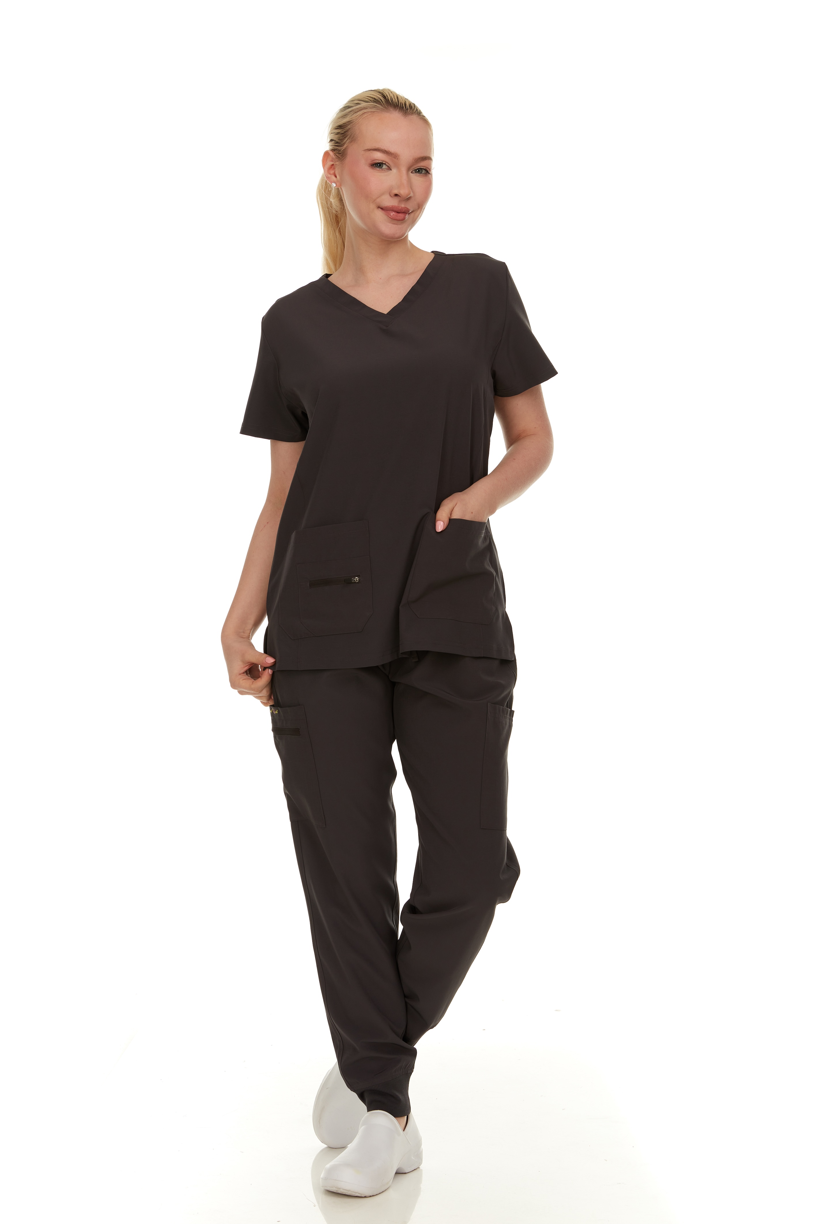 Scrubs for Women Set - Stretch V-Neck Scrub Top & Jogger Pant - Wrinkle-Resistant, Multiple Pockets, 4-Way Stretch - Comfortable, Comfort