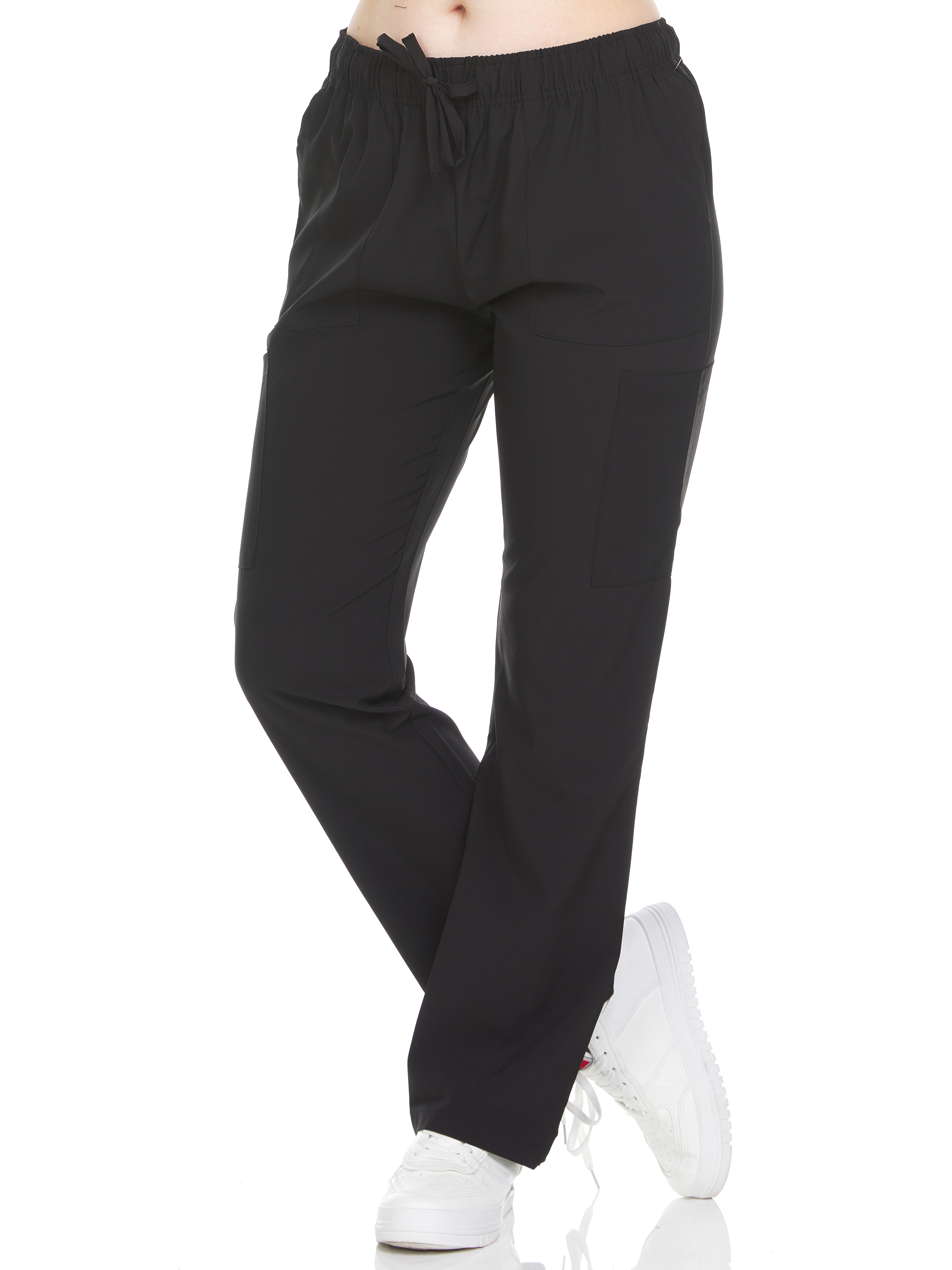 HEAL+WEAR Women's Straight-Leg Scrub Pants – 4 Pockets, Elastic Drawstring Waist, 4-Way Stretch, Wrinkle-Resistant Medical Uniform Bottoms DDP003