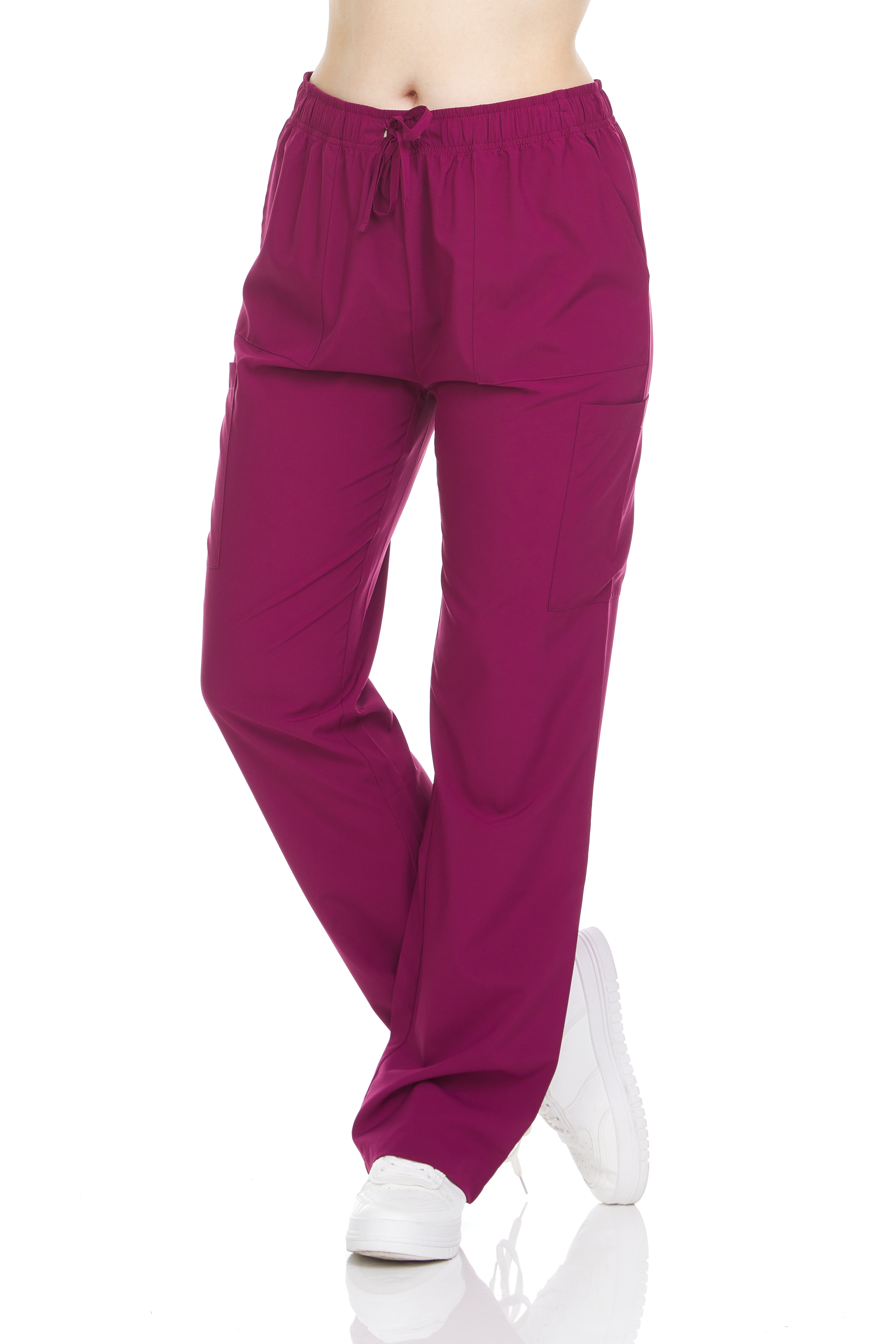 HEAL+WEAR Women's Straight-Leg Scrub Pants – 4 Pockets, Elastic Drawstring Waist, 4-Way Stretch, Wrinkle-Resistant Medical Uniform Bottoms DDP003
