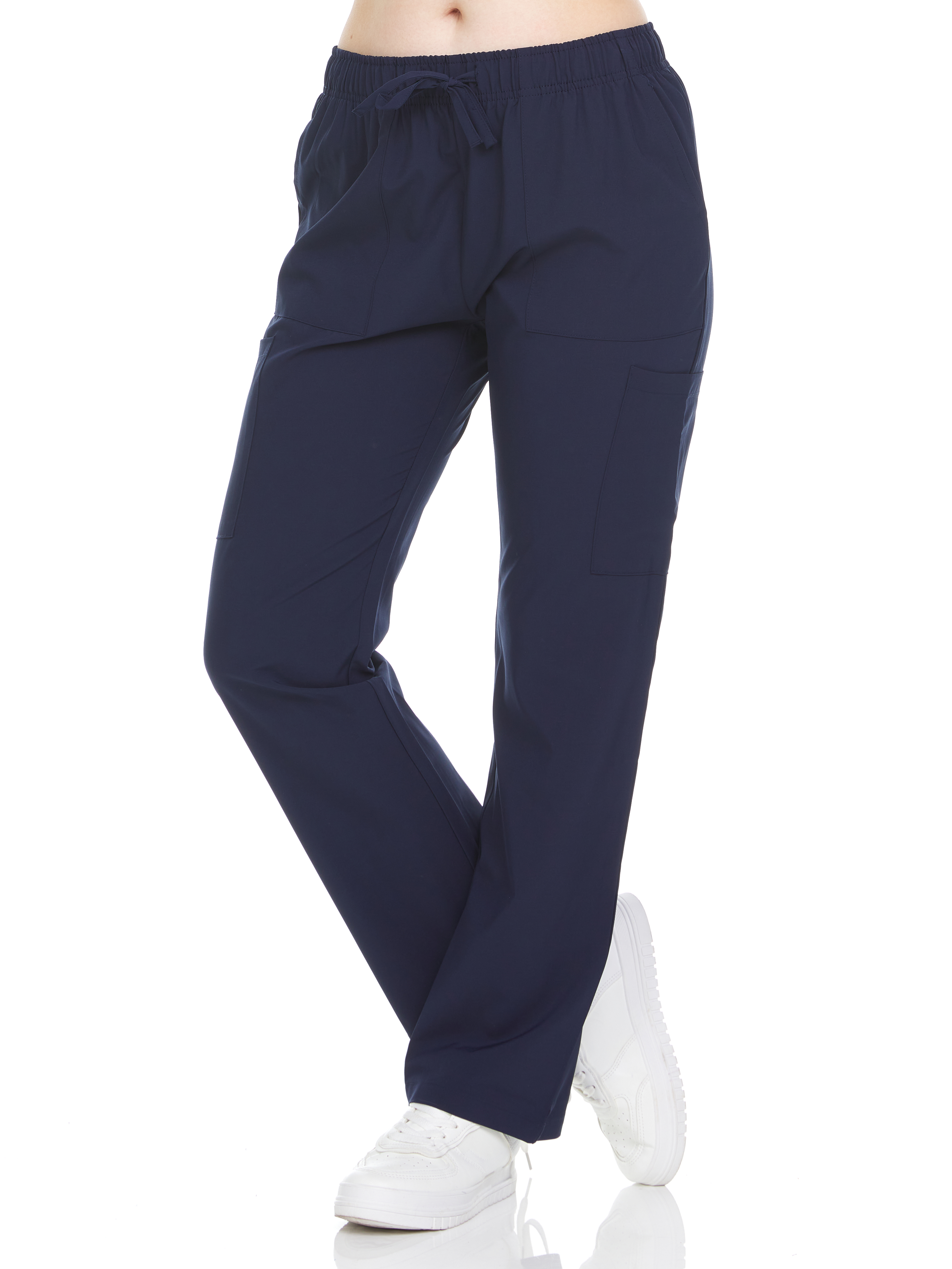 HEAL+WEAR Women's Straight-Leg Scrub Pants – 4 Pockets, Elastic Drawstring Waist, 4-Way Stretch, Wrinkle-Resistant Medical Uniform Bottoms DDP003