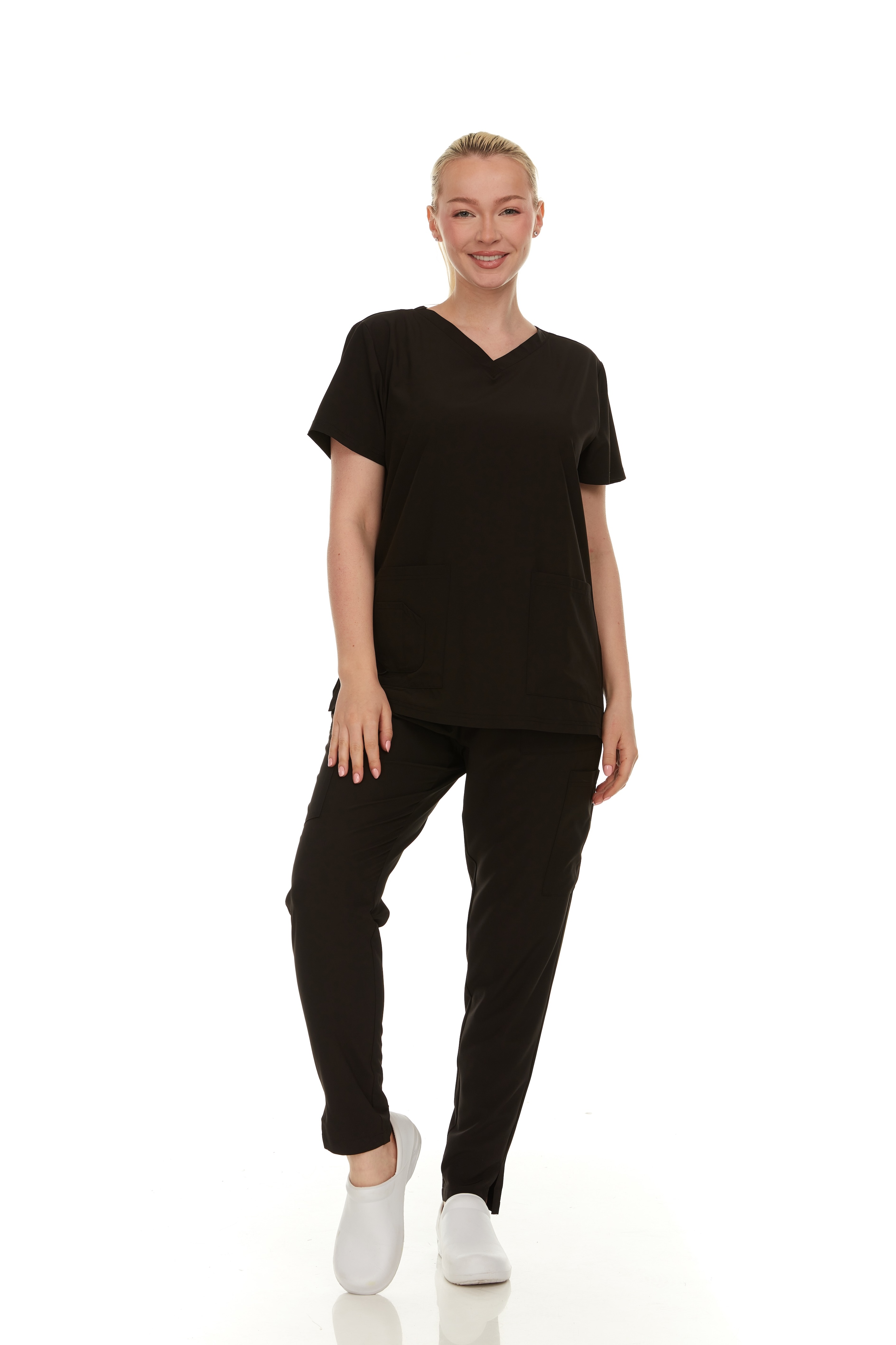 Women's Scrubs Set - Stretch V-Neck Scrub Top & Jogger Pant with 2 Pockets - Comfort, Womenswear