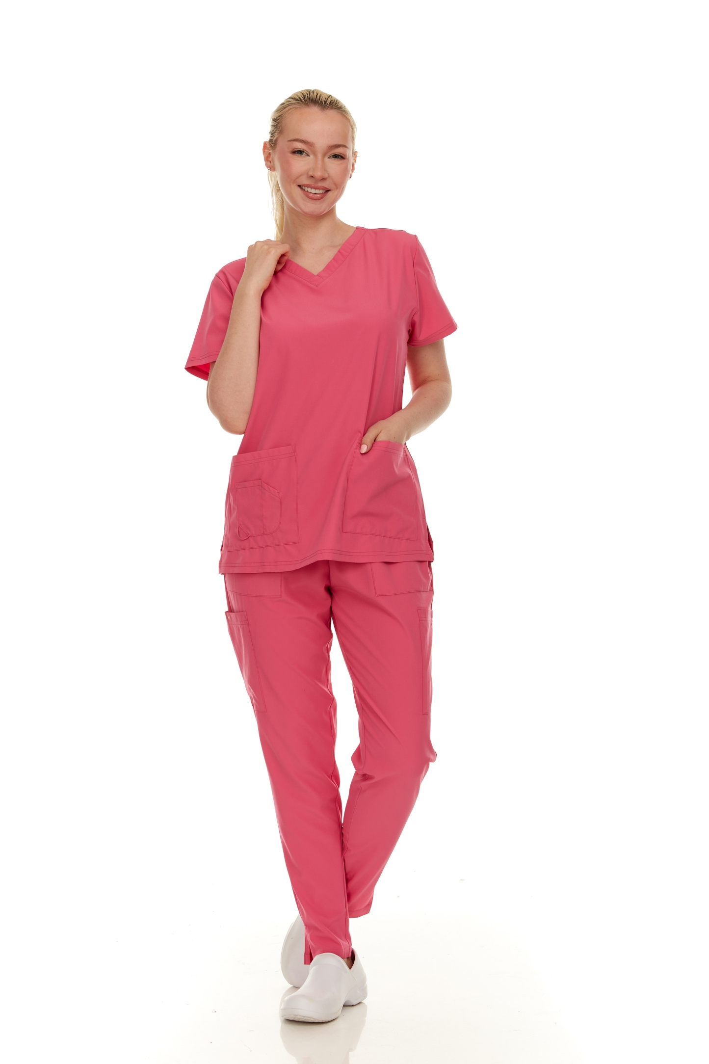Women's Scrubs Set - Stretch V-Neck Scrub Top & Jogger Pant with 2 Pockets - Comfort, Womenswear