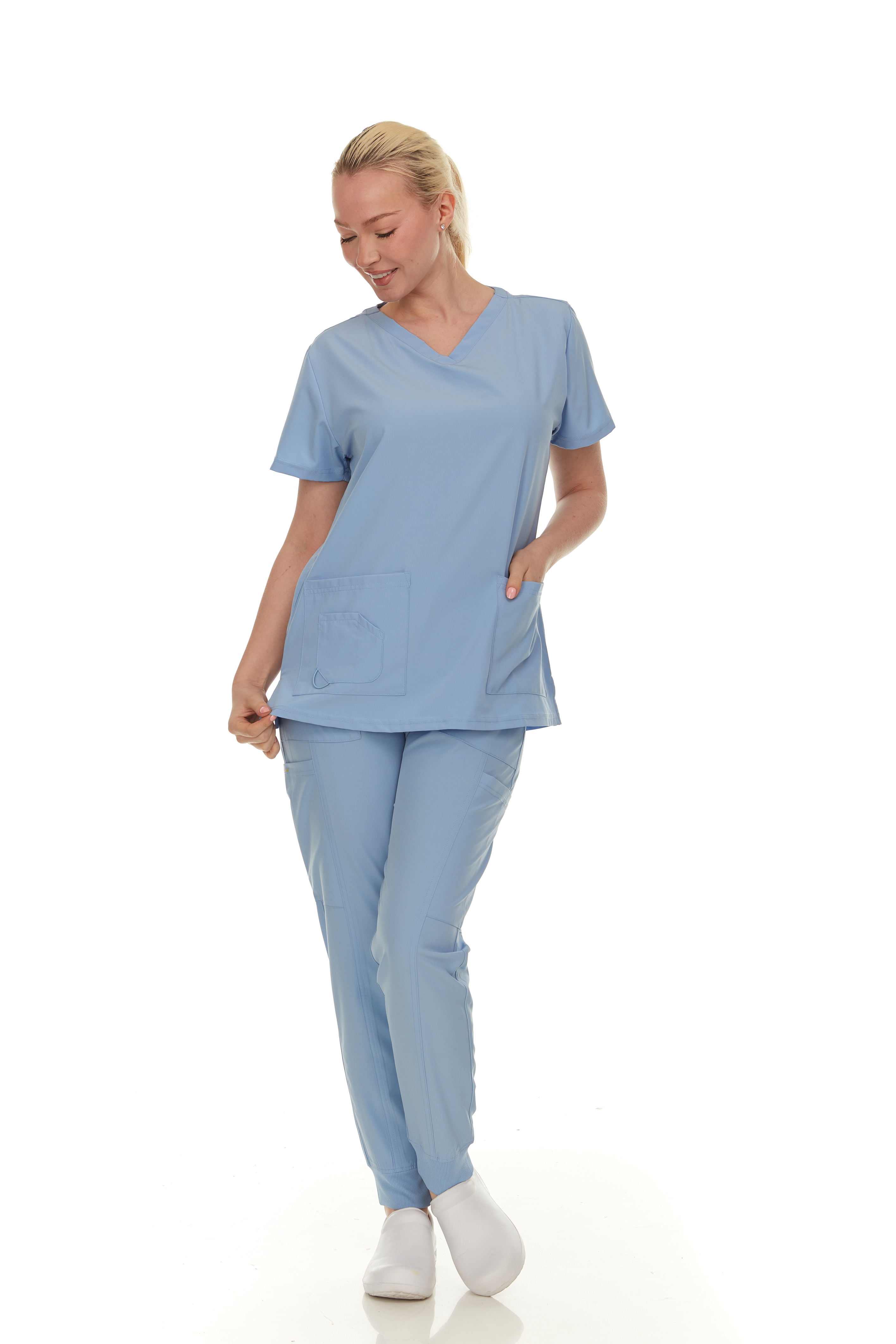 Women's Scrubs Set - Stretch V-Neck Scrub Top & Jogger Pant with 2 Pockets - Comfort, Womenswear