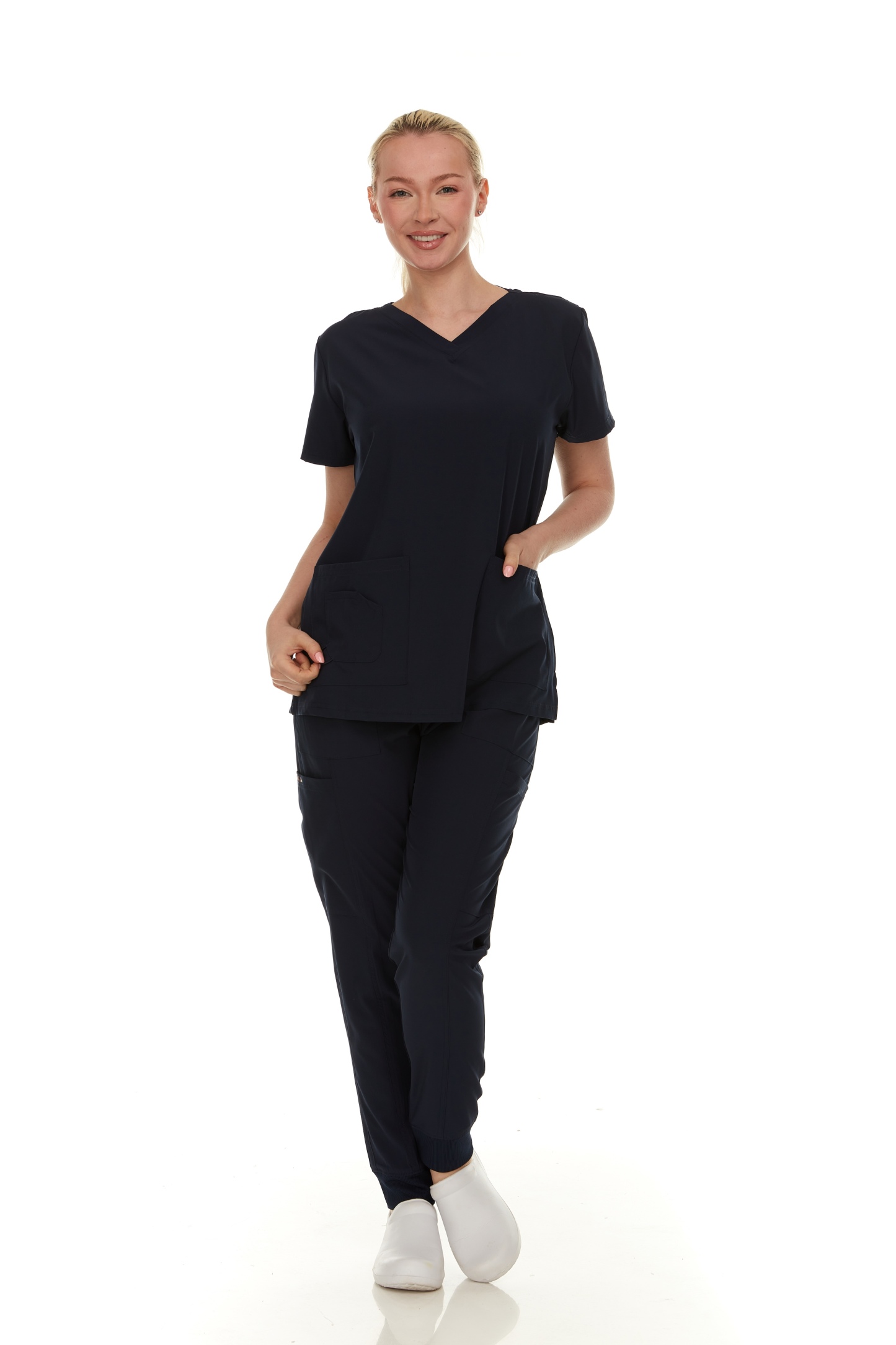 Women's Scrubs Set - Stretch V-Neck Scrub Top & Jogger Pant with 2 Pockets - Comfort, Womenswear