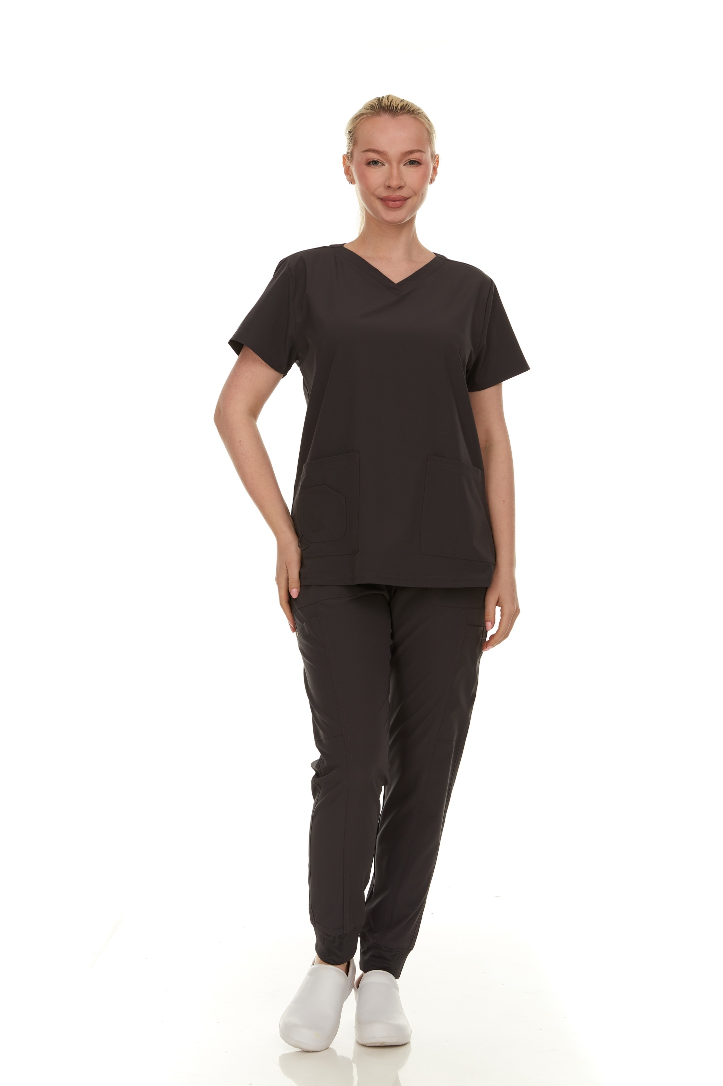Women's Scrubs Set - Stretch V-Neck Scrub Top & Jogger Pant with 2 Pockets - Comfort, Womenswear