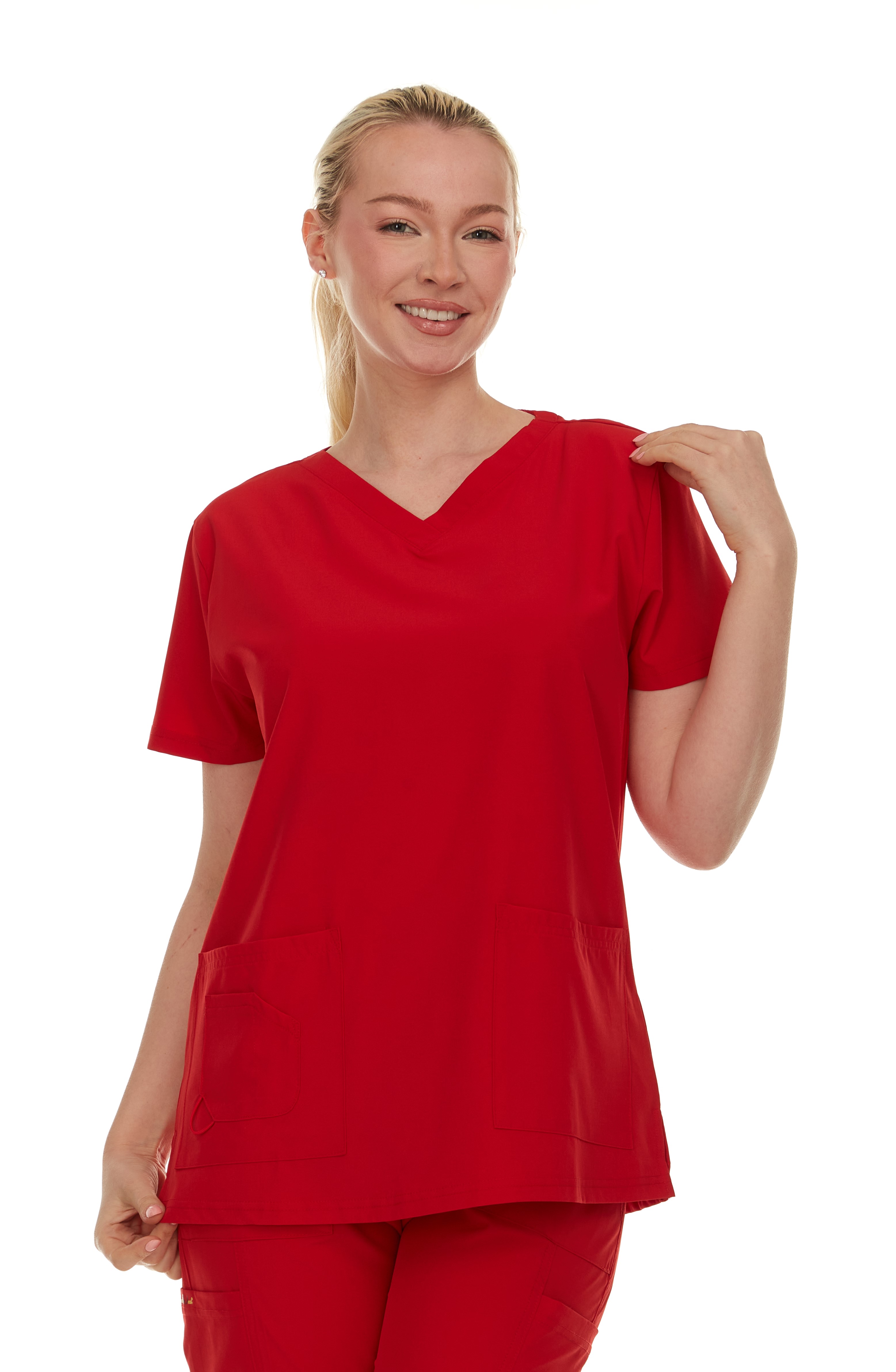 HEAL+WEAR Women’s Scrub Top V-Neck Classic Fit with 2 Front Pockets – 4-Way Stretch - Soft Stretch Medical Uniform Workwear for Nurses, Doctors, and Healthcare Professionals