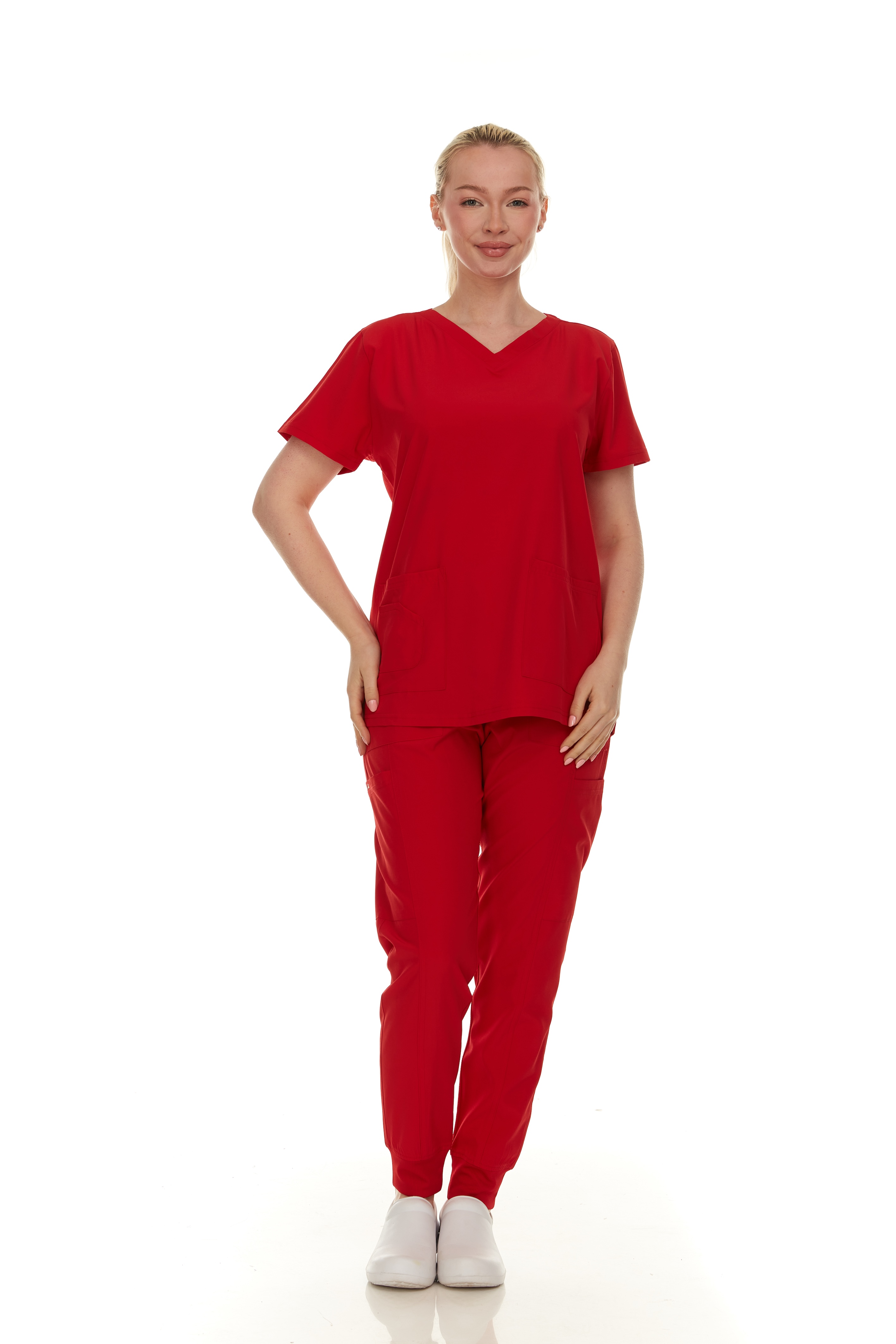 Women's Scrubs Set - Stretch V-Neck Scrub Top & Jogger Pant with 2 Pockets - Comfort, Womenswear