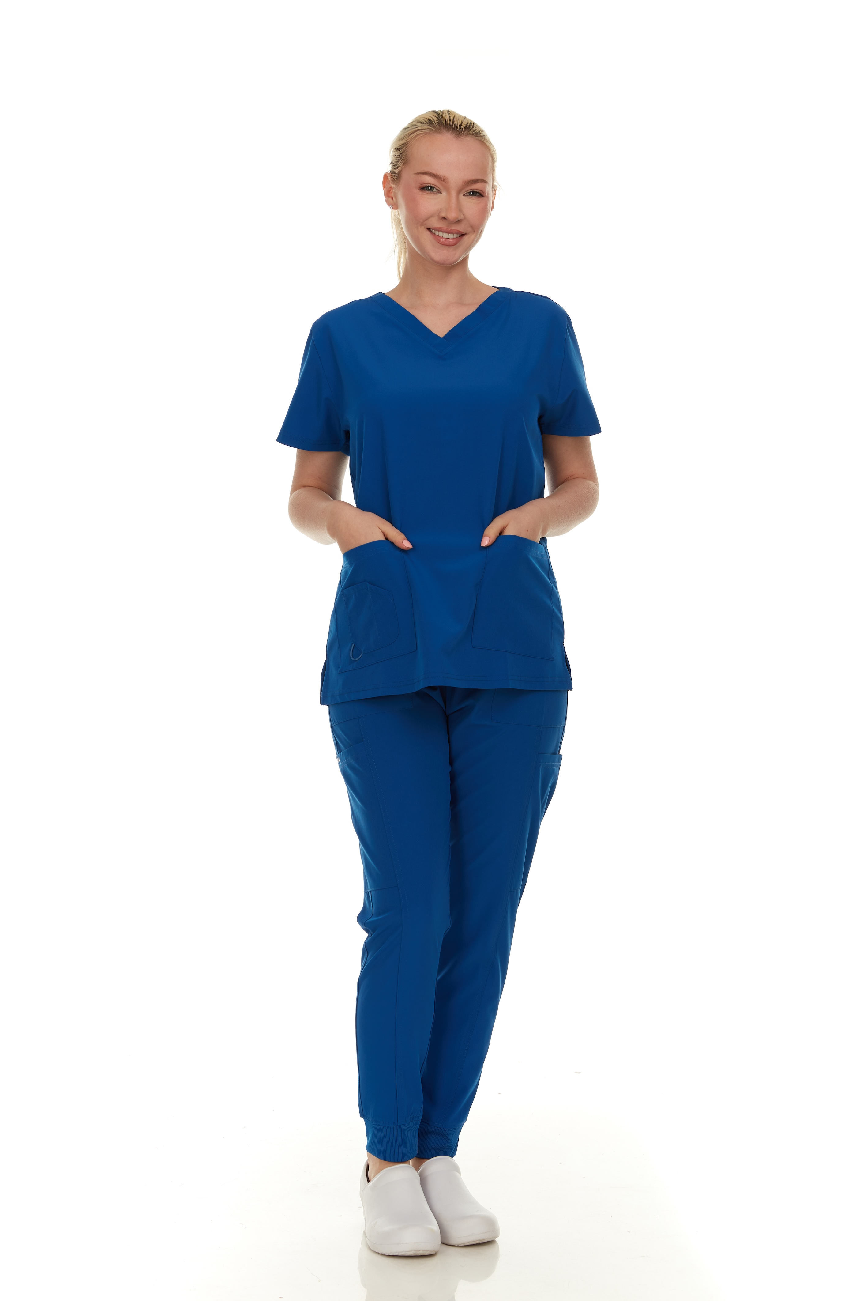 Women's Scrubs Set - Stretch V-Neck Scrub Top & Jogger Pant with 2 Pockets - Comfort, Womenswear