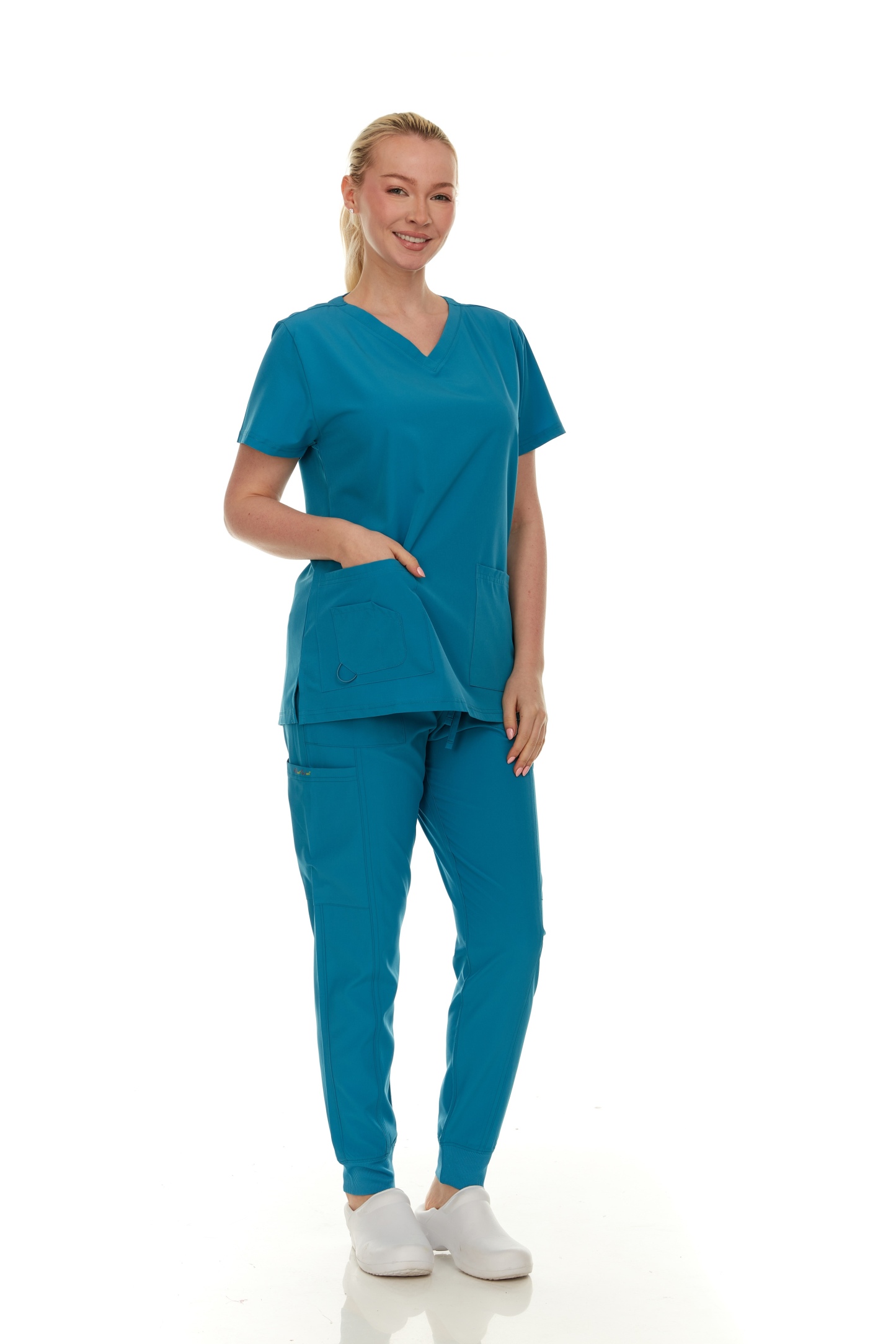 Women's Scrubs Set - Stretch V-Neck Scrub Top & Jogger Pant with 2 Pockets - Comfort, Womenswear