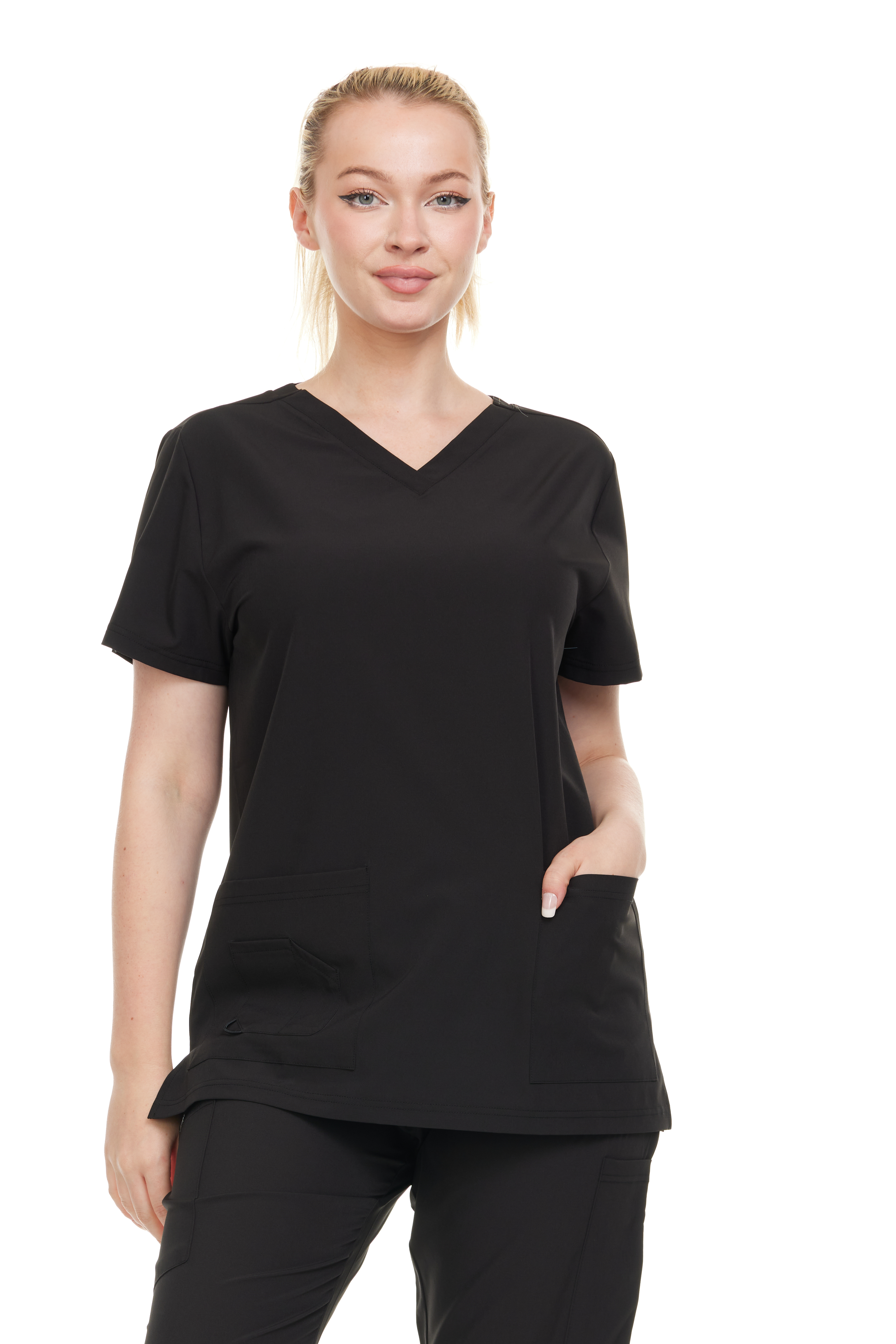 HEAL+WEAR Women’s Scrub Top V-Neck Classic Fit with 2 Front Pockets – 4-Way Stretch - Soft Stretch Medical Uniform Workwear for Nurses, Doctors, and Healthcare Professionals