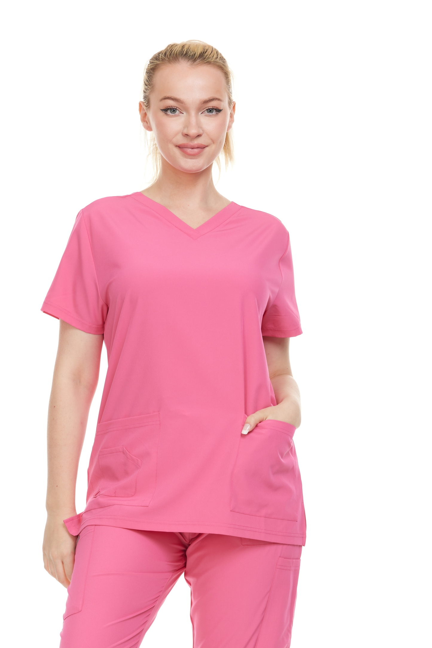 HEAL+WEAR Women’s Scrub Top V-Neck Classic Fit with 2 Front Pockets – 4-Way Stretch - Soft Stretch Medical Uniform Workwear for Nurses, Doctors, and Healthcare Professionals