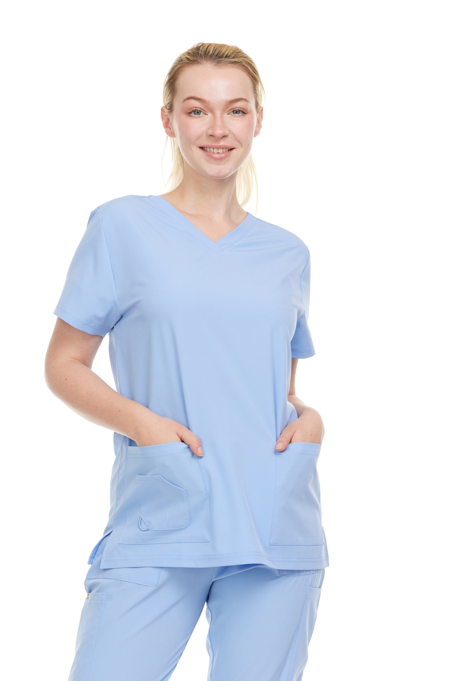 HEAL+WEAR Women’s Scrub Top V-Neck Classic Fit with 2 Front Pockets – 4-Way Stretch - Soft Stretch Medical Uniform Workwear for Nurses, Doctors, and Healthcare Professionals