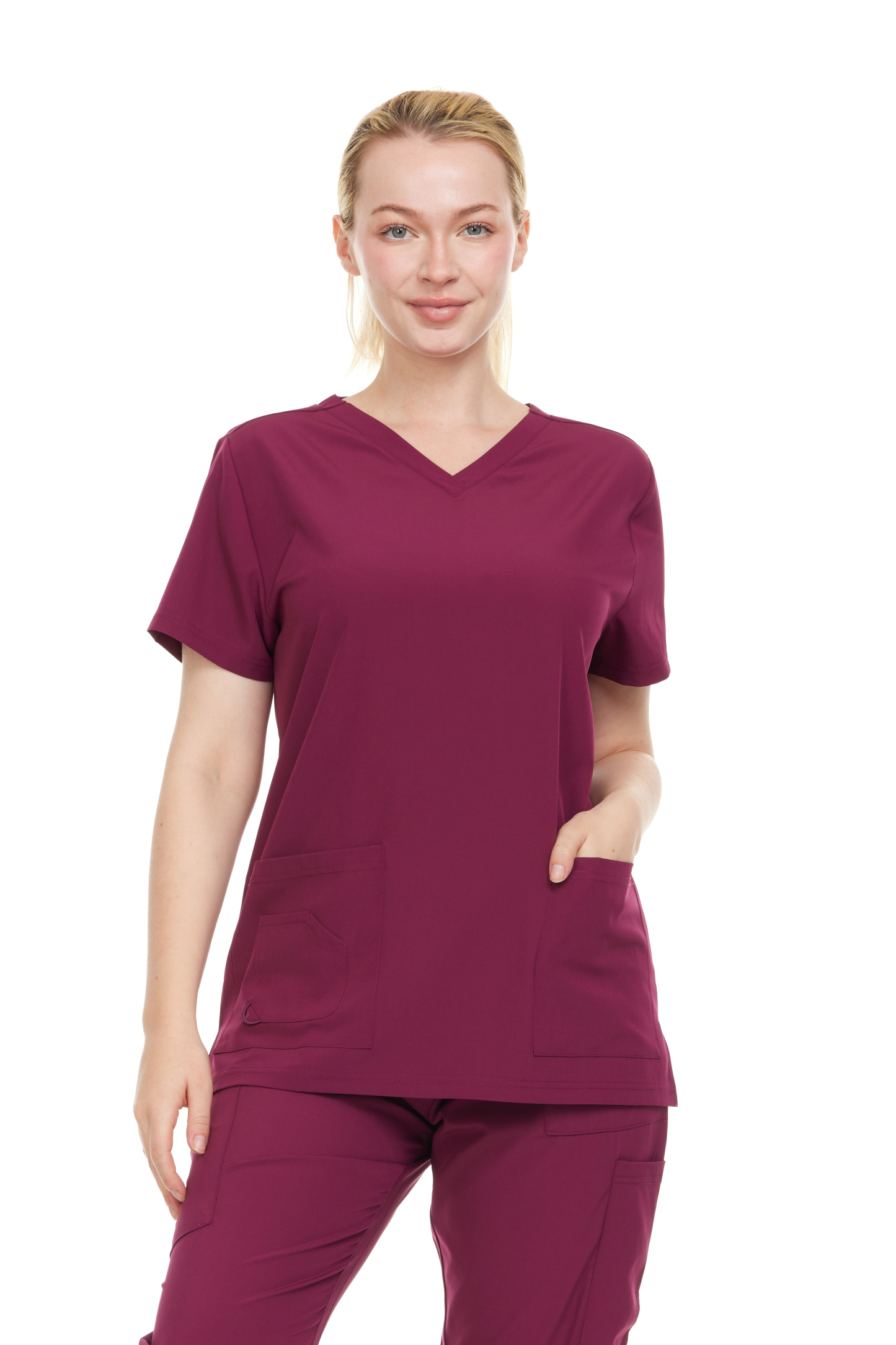 HEAL+WEAR Women’s Scrub Top V-Neck Classic Fit with 2 Front Pockets – 4-Way Stretch - Soft Stretch Medical Uniform Workwear for Nurses, Doctors, and Healthcare Professionals