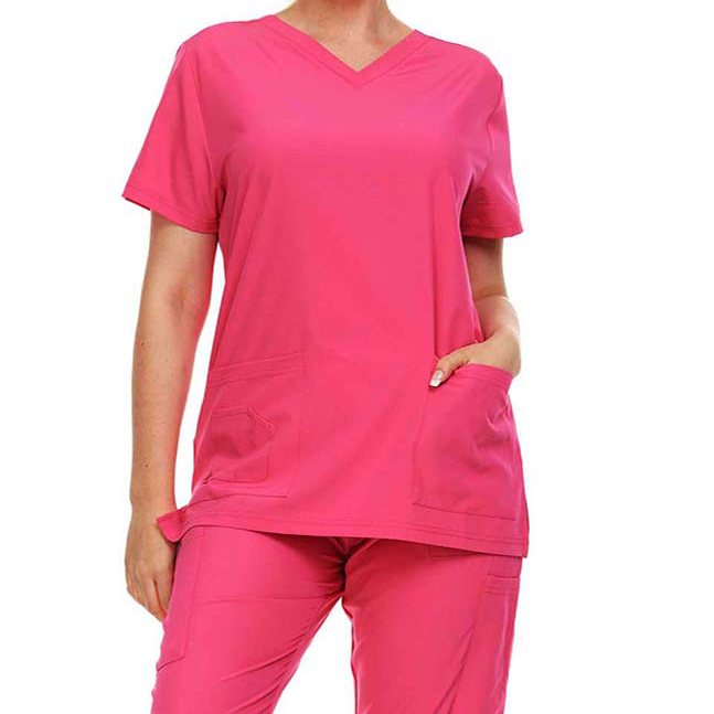 HEAL+WEAR Women’s Scrub Top V-Neck Classic Fit with 2 Front Pockets – 4-Way Stretch - Soft Stretch Medical Uniform Workwear for Nurses, Doctors, and Healthcare Professionals