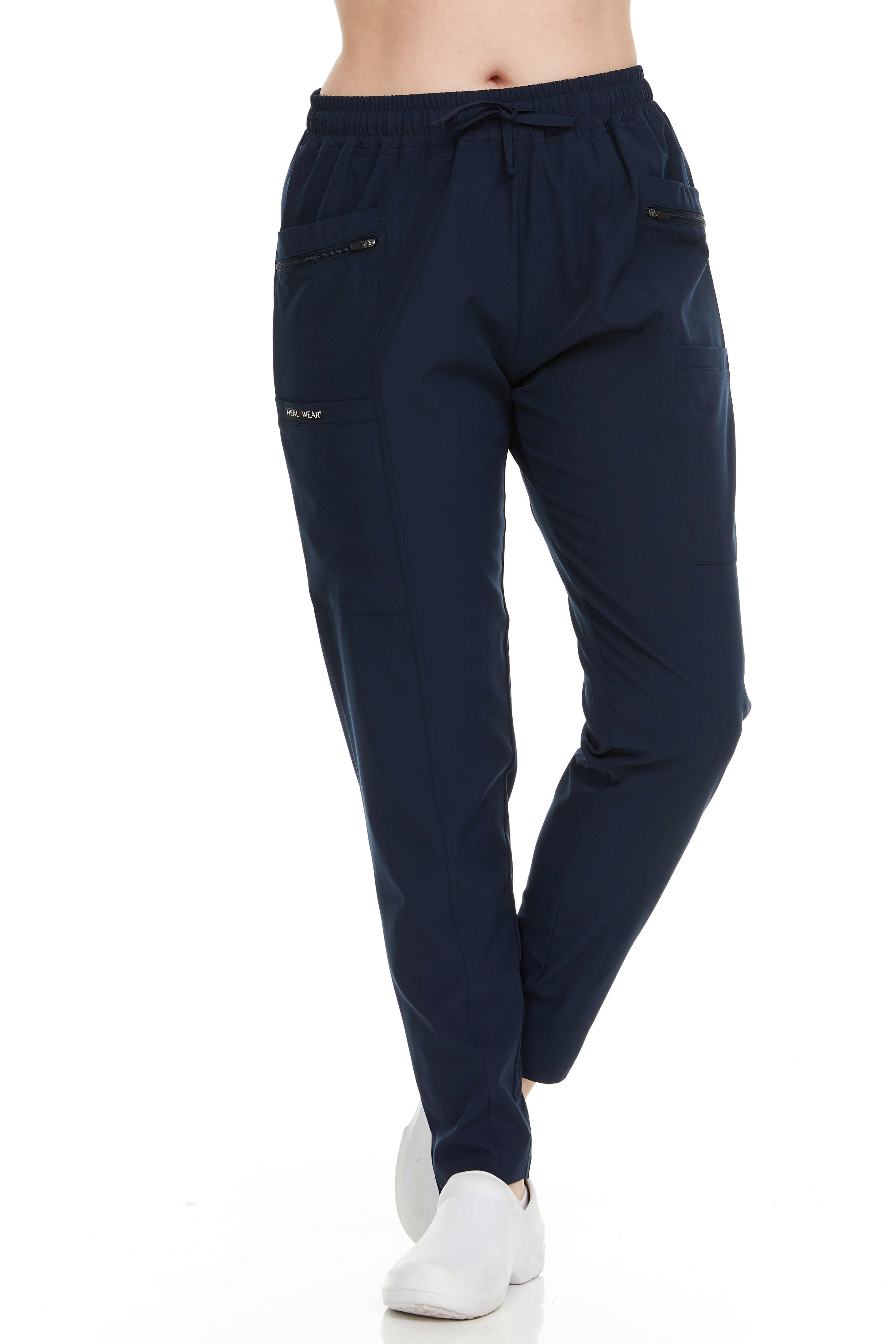 HEAL+WEAR Women's Medical Scrub Pants – Slim Fit Straight-Leg Design with Multiple Functional Zipper Pockets, Drawstring Waist, 4-Way Stretch, Wrinkle-Resistant – Ideal for Work & Healthcare Uniforms DDP017