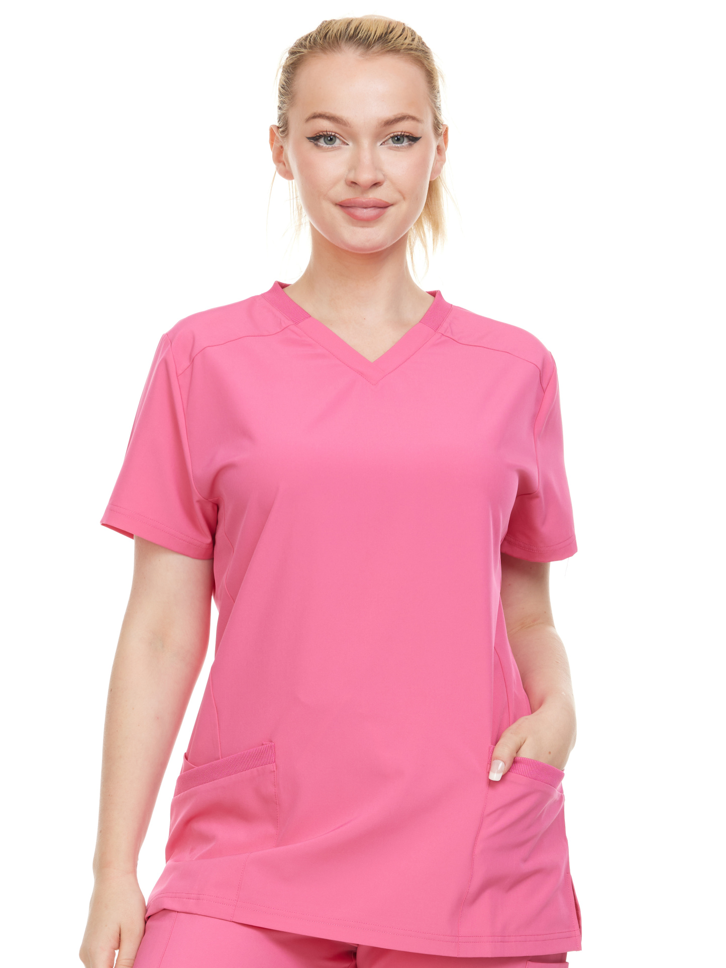 HEAL+WEAR Women's V-Neck Stretch Medical Scrub Top with 2 Utility Pockets – 4-Way Stretch - Soft, Breathable & Professional Fit