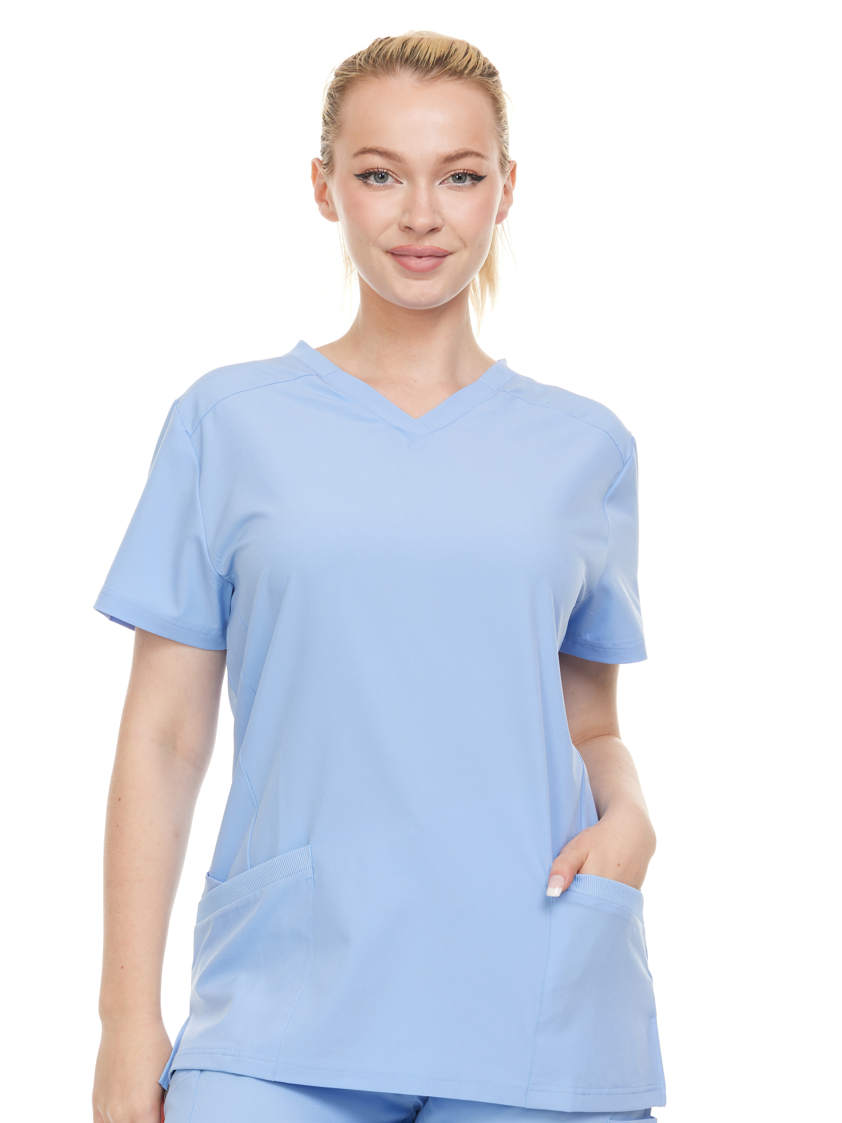 HEAL+WEAR Women's V-Neck Stretch Medical Scrub Top with 2 Utility Pockets – 4-Way Stretch - Soft, Breathable & Professional Fit