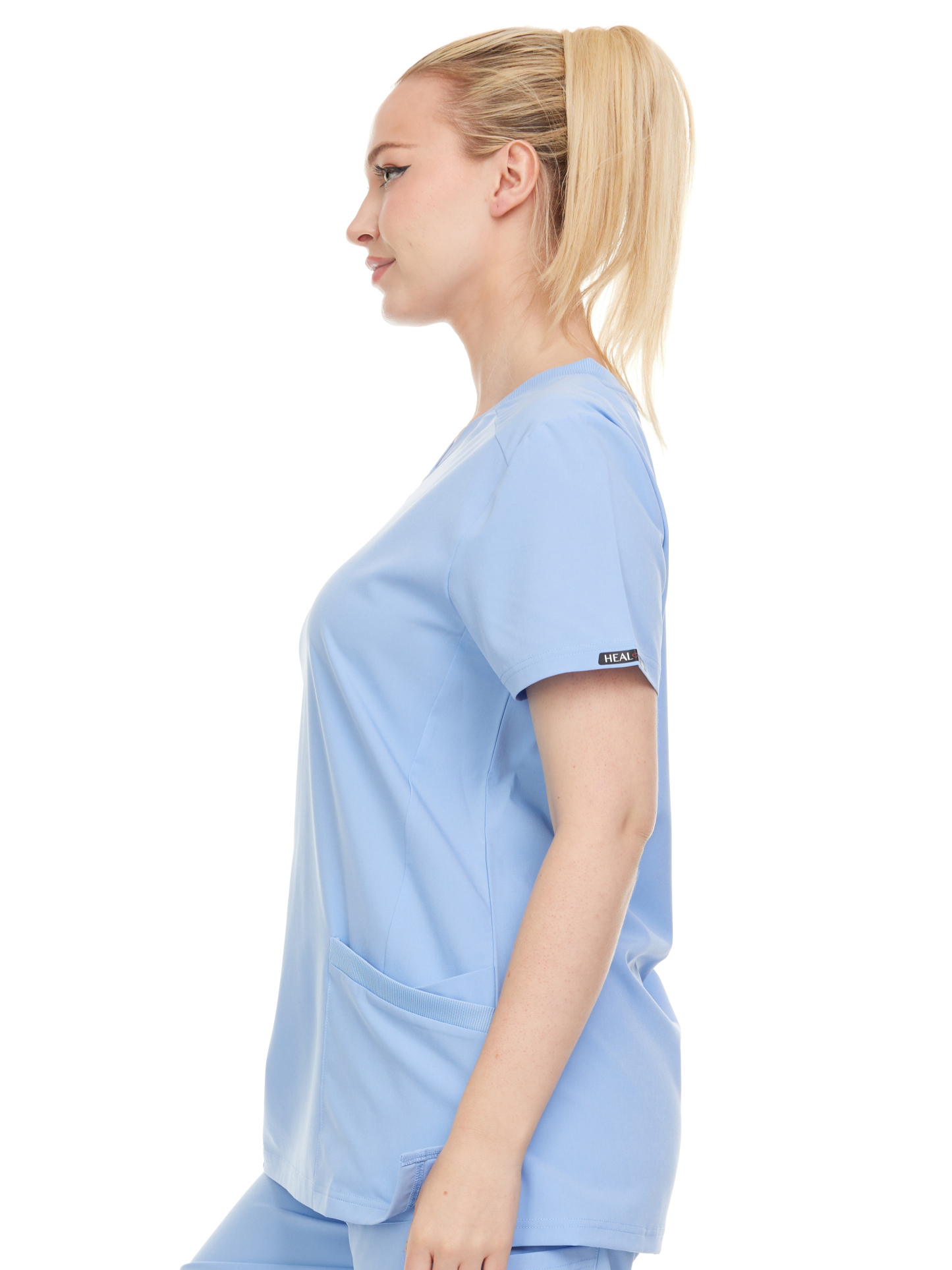 HEAL+WEAR Women's V-Neck Stretch Medical Scrub Top with 2 Utility Pockets – 4-Way Stretch - Soft, Breathable & Professional Fit