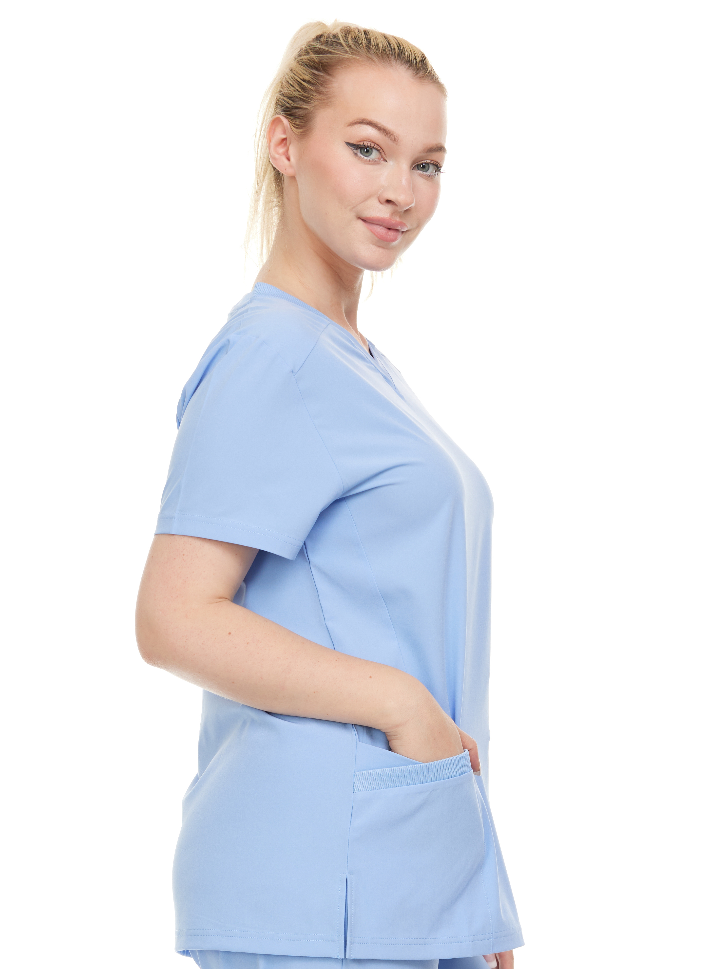 HEAL+WEAR Women's V-Neck Stretch Medical Scrub Top with 2 Utility Pockets – 4-Way Stretch - Soft, Breathable & Professional Fit