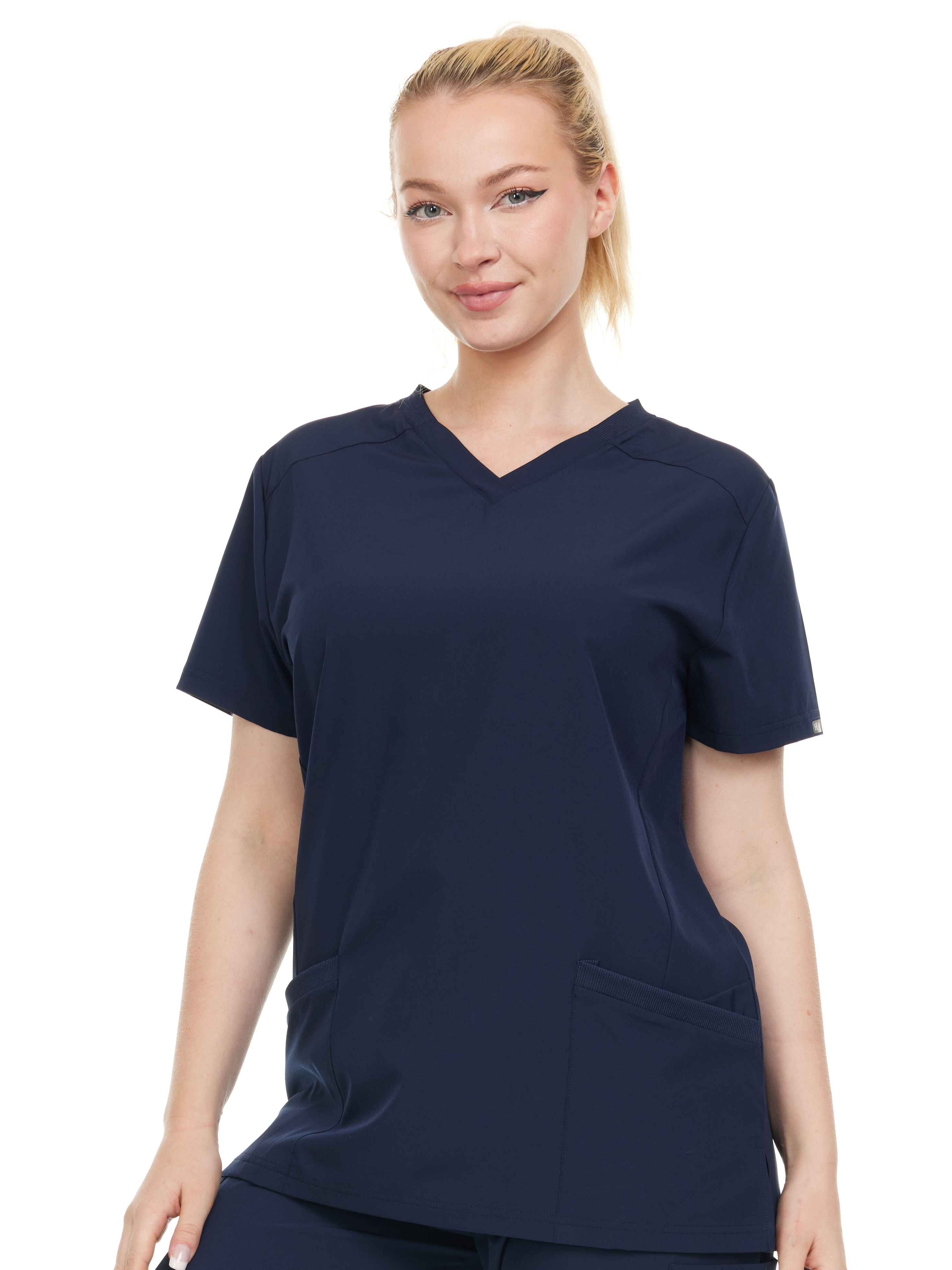 HEAL+WEAR Women's V-Neck Stretch Medical Scrub Top with 2 Utility Pockets – 4-Way Stretch - Soft, Breathable & Professional Fit