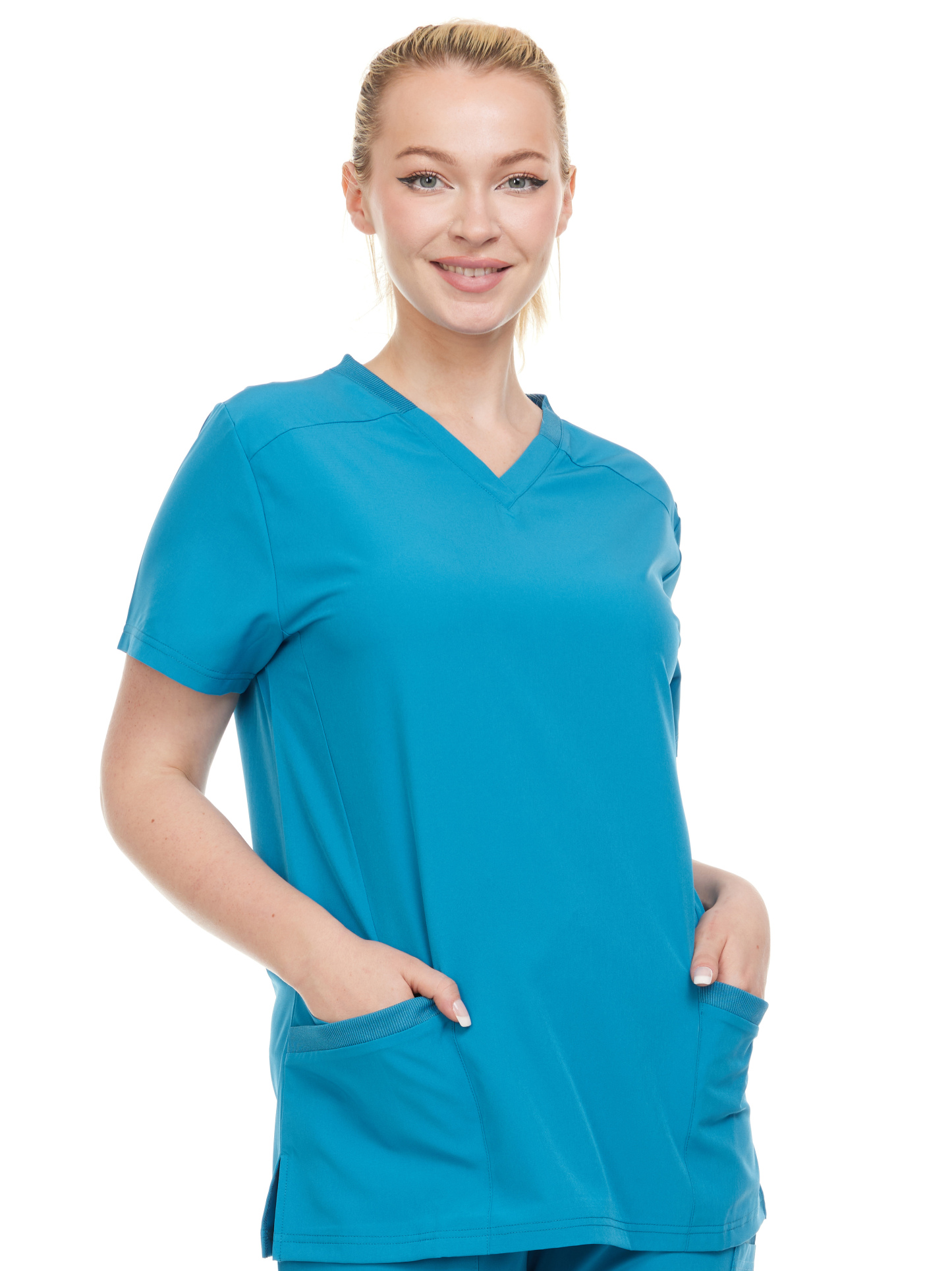 HEAL+WEAR Women's V-Neck Stretch Medical Scrub Top with 2 Utility Pockets – 4-Way Stretch - Soft, Breathable & Professional Fit