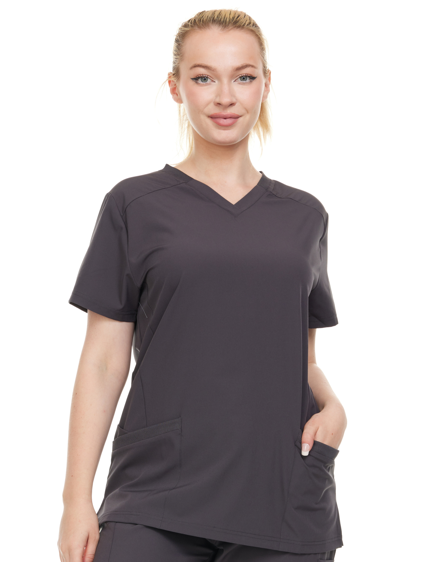 HEAL+WEAR Women's V-Neck Stretch Medical Scrub Top with 2 Utility Pockets – 4-Way Stretch - Soft, Breathable & Professional Fit