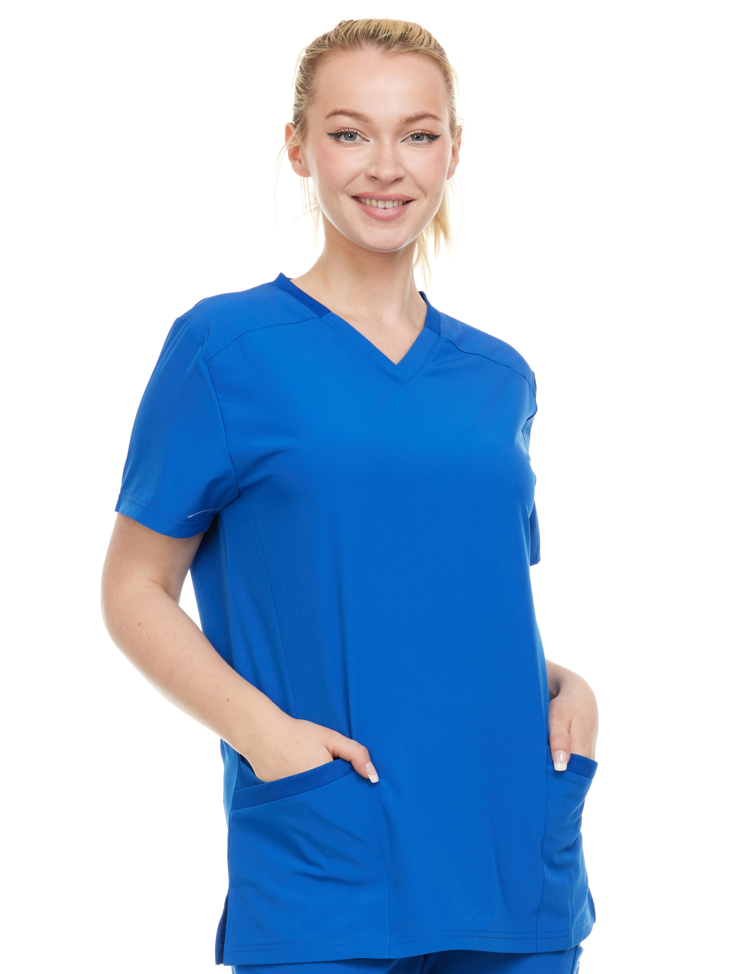 HEAL+WEAR Women's V-Neck Stretch Medical Scrub Top with 2 Utility Pockets – 4-Way Stretch - Soft, Breathable & Professional Fit