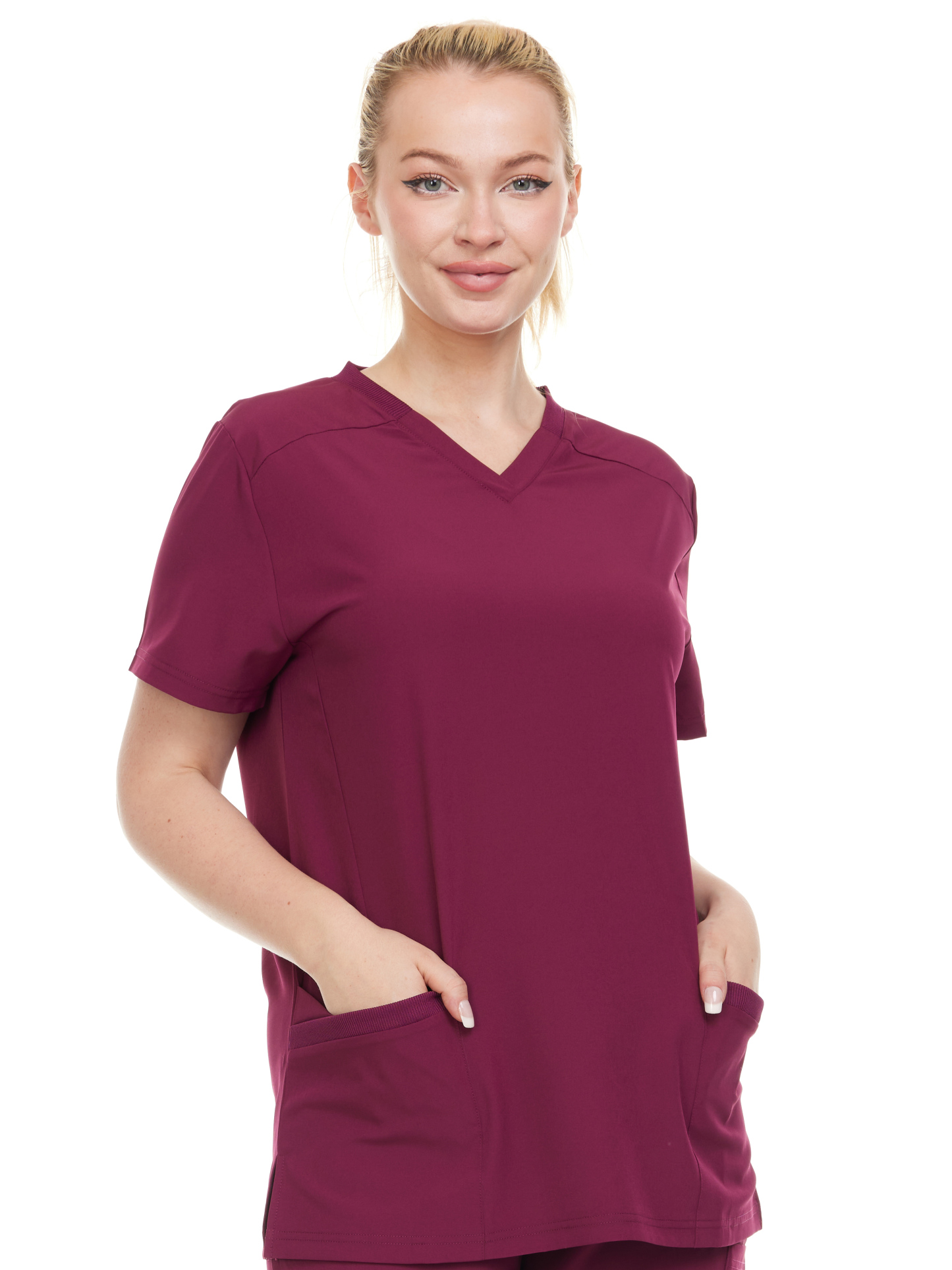 HEAL+WEAR Women's V-Neck Stretch Medical Scrub Top with 2 Utility Pockets – 4-Way Stretch - Soft, Breathable & Professional Fit