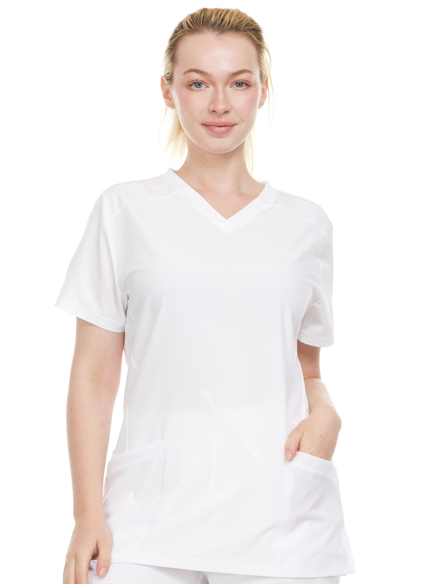 HEAL+WEAR Women's V-Neck Stretch Medical Scrub Top with 2 Utility Pockets – 4-Way Stretch - Soft, Breathable & Professional Fit